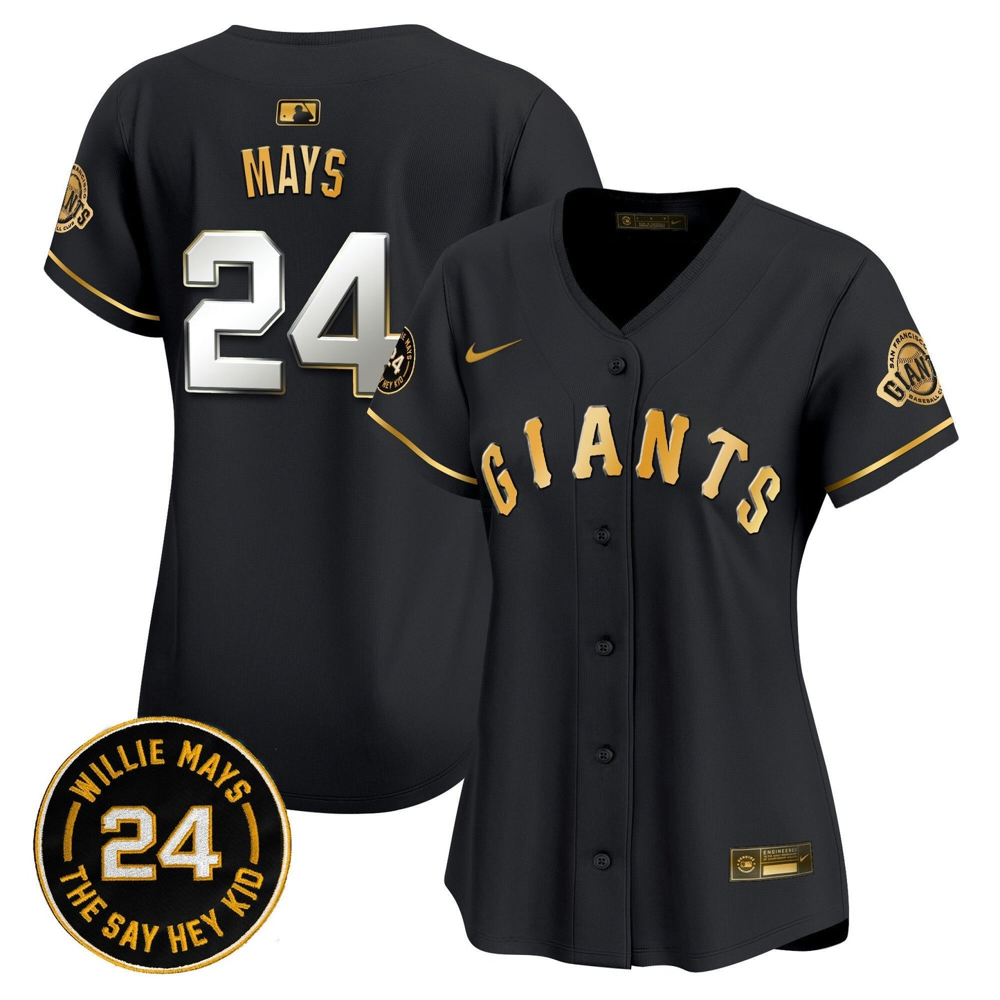 Camisa MLB Women’s San Francisco 2024 Willie Mays Patch Vapor Premier Limited Jersey
