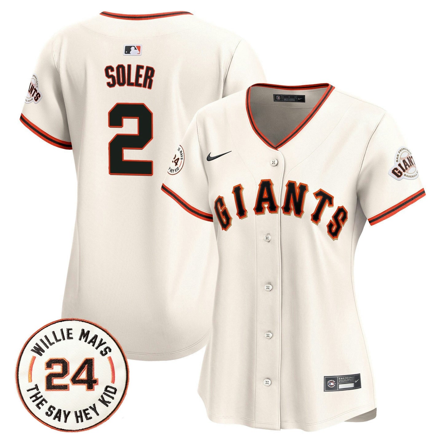 Camisa MLB Women’s San Francisco 2024 Willie Mays Patch Vapor Premier Limited Jersey