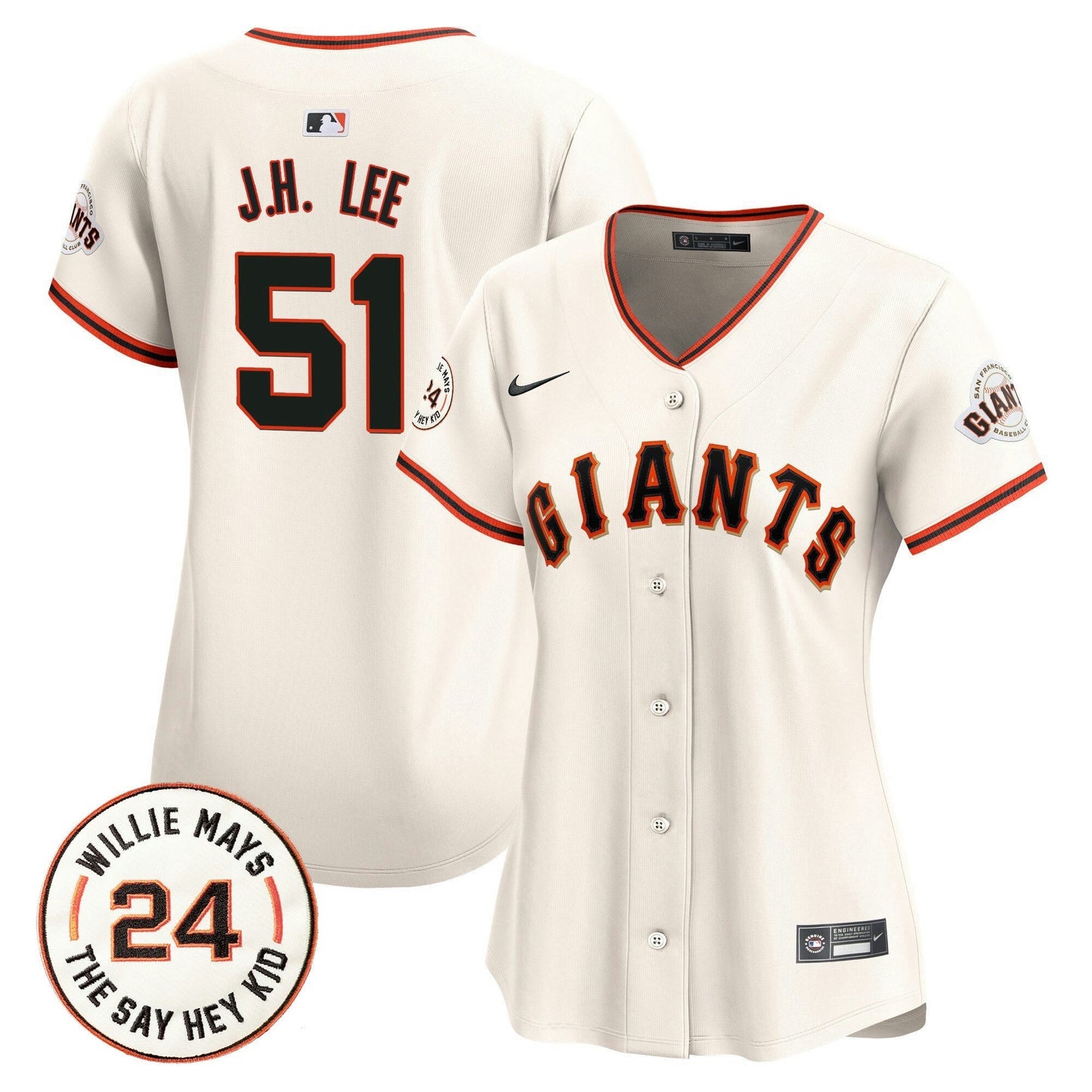 Camisa MLB Women’s San Francisco 2024 Willie Mays Patch Vapor Premier Limited Jersey