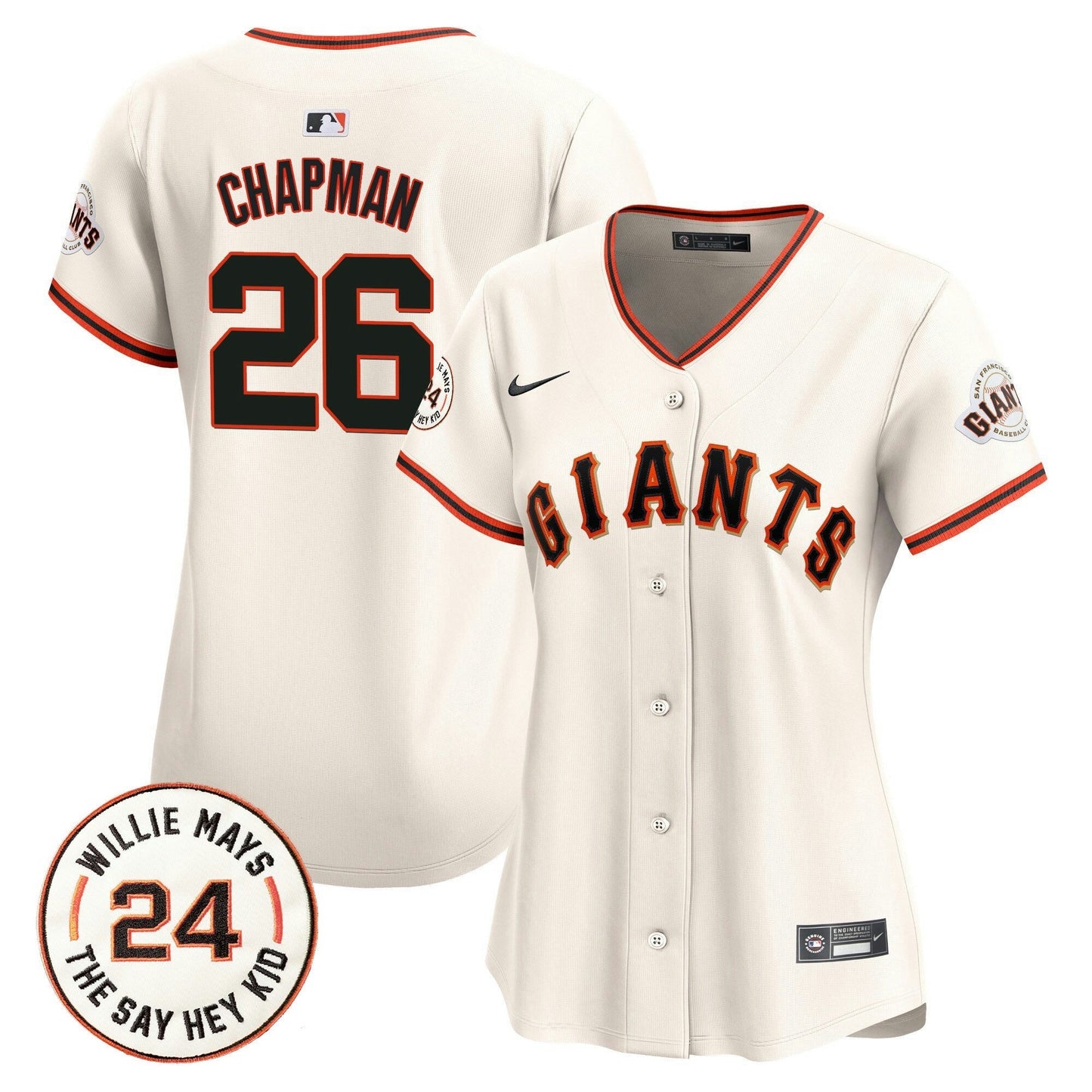 Camisa MLB Women’s San Francisco 2024 Willie Mays Patch Vapor Premier Limited Jersey