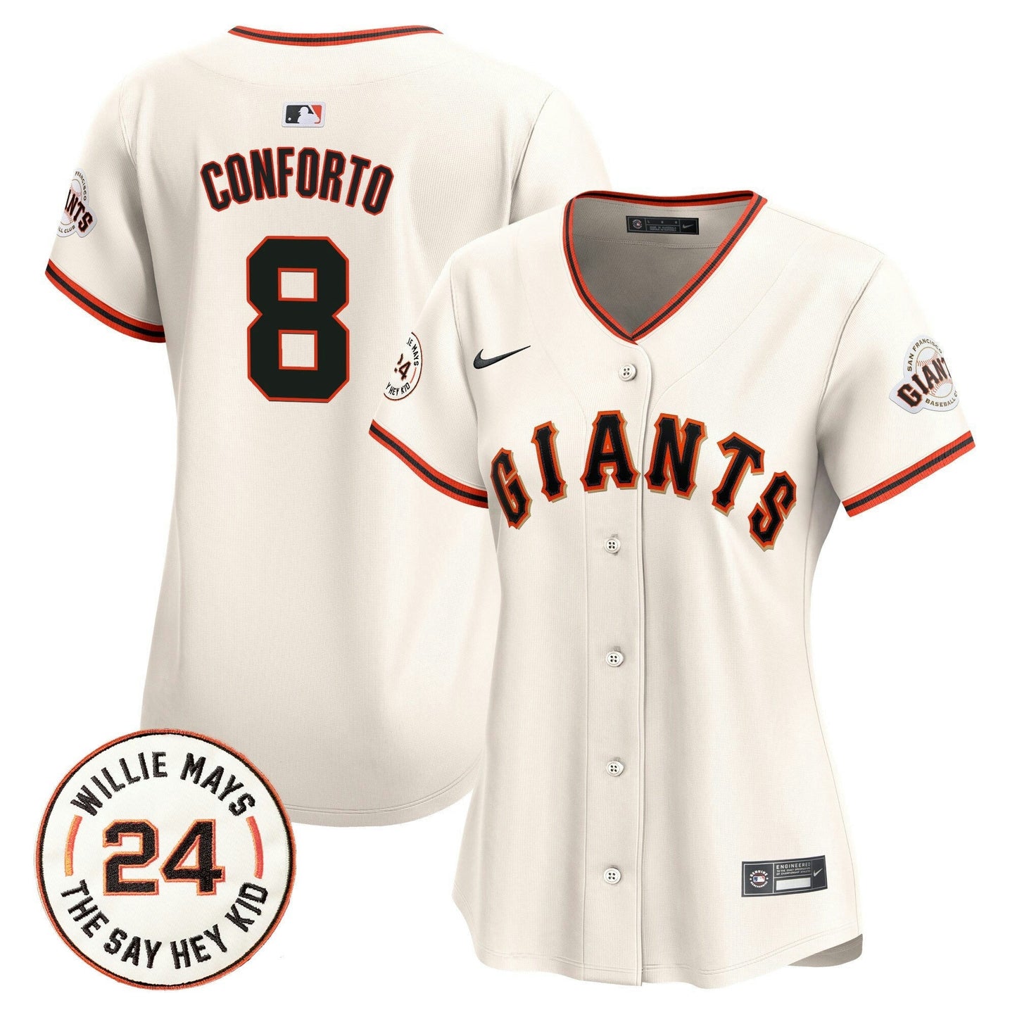 Camisa MLB Women’s San Francisco 2024 Willie Mays Patch Vapor Premier Limited Jersey