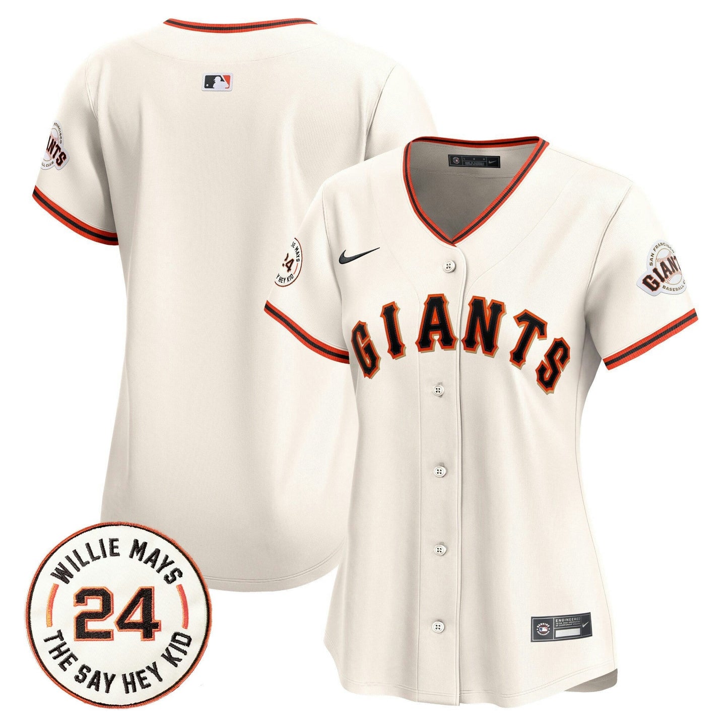 Camisa MLB Women’s San Francisco 2024 Willie Mays Patch Vapor Premier Limited Jersey