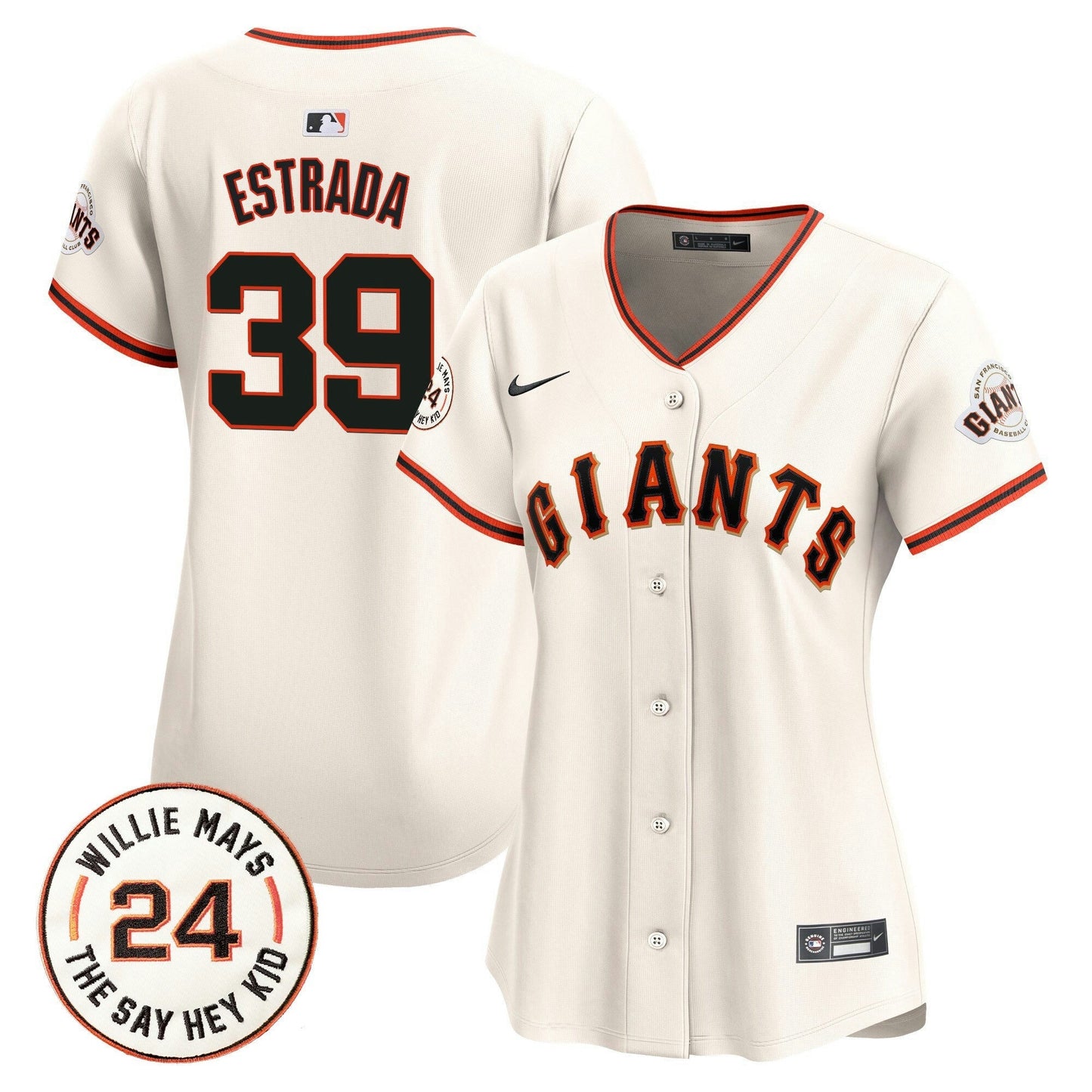 Camisa MLB Women’s San Francisco 2024 Willie Mays Patch Vapor Premier Limited Jersey
