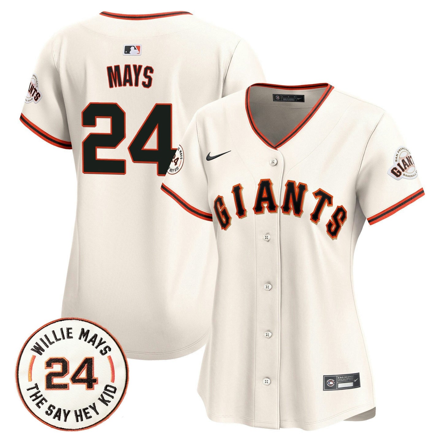 Camisa MLB Women’s San Francisco 2024 Willie Mays Patch Vapor Premier Limited Jersey