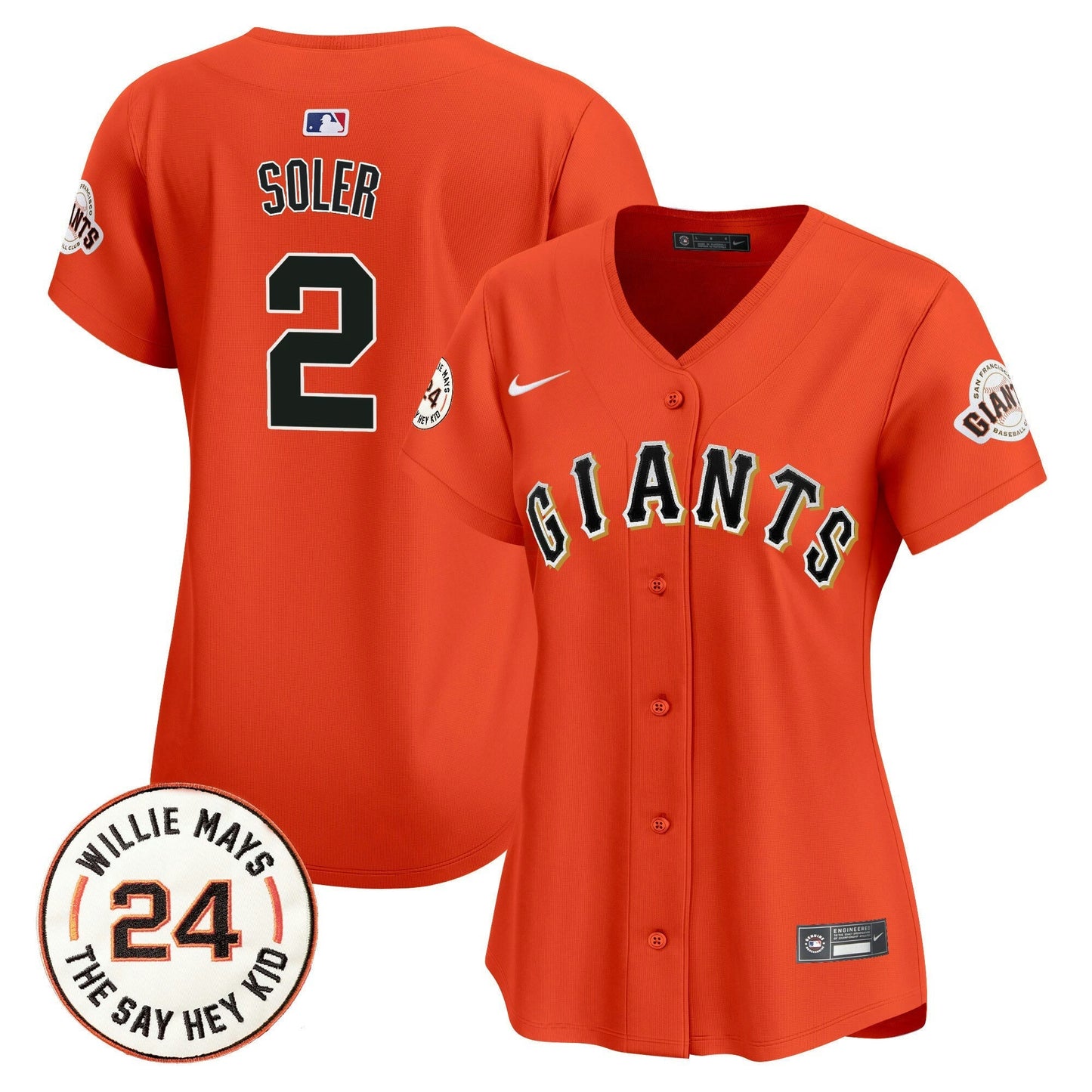Camisa MLB Women’s San Francisco 2024 Willie Mays Patch Vapor Premier Limited Jersey