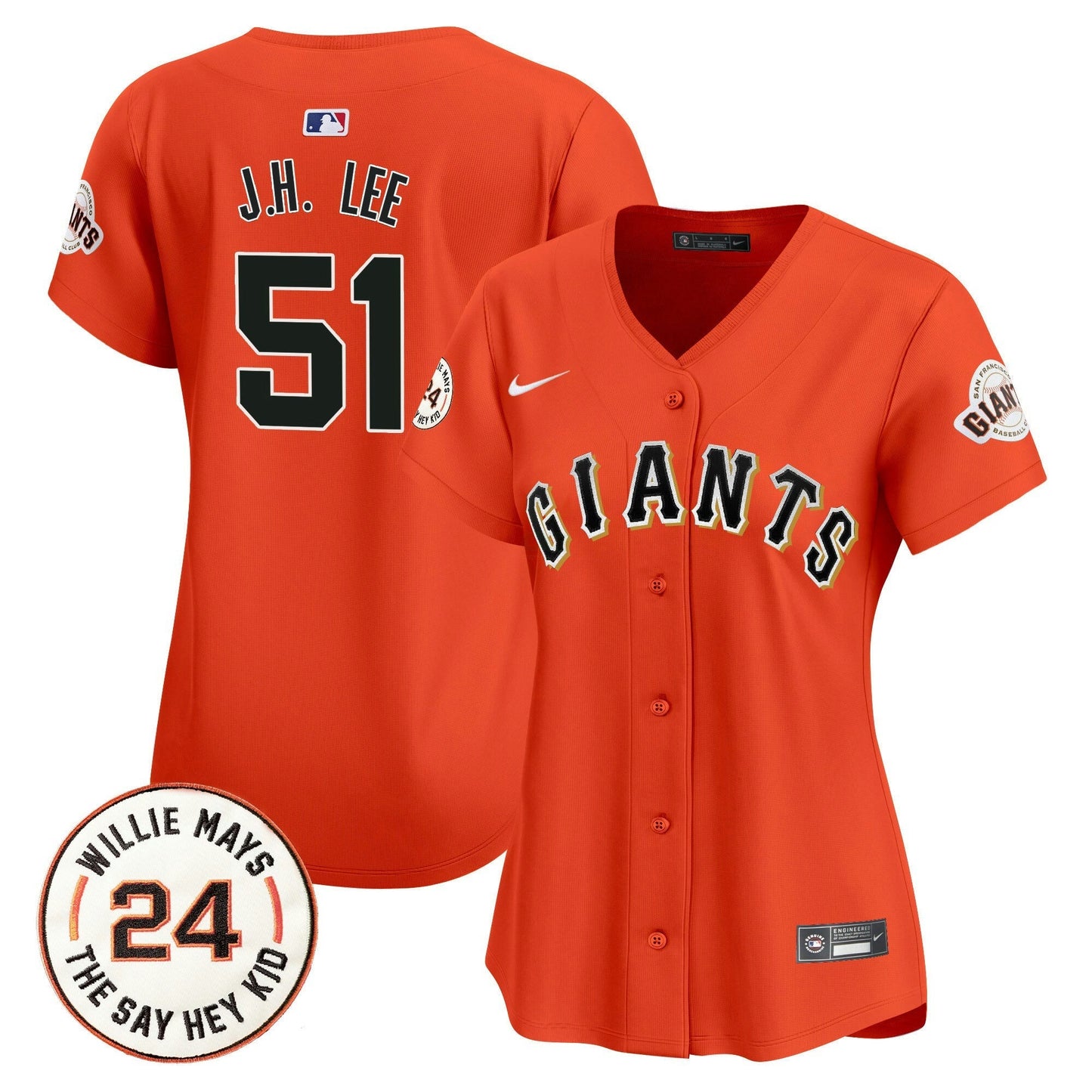 Camisa MLB Women’s San Francisco 2024 Willie Mays Patch Vapor Premier Limited Jersey