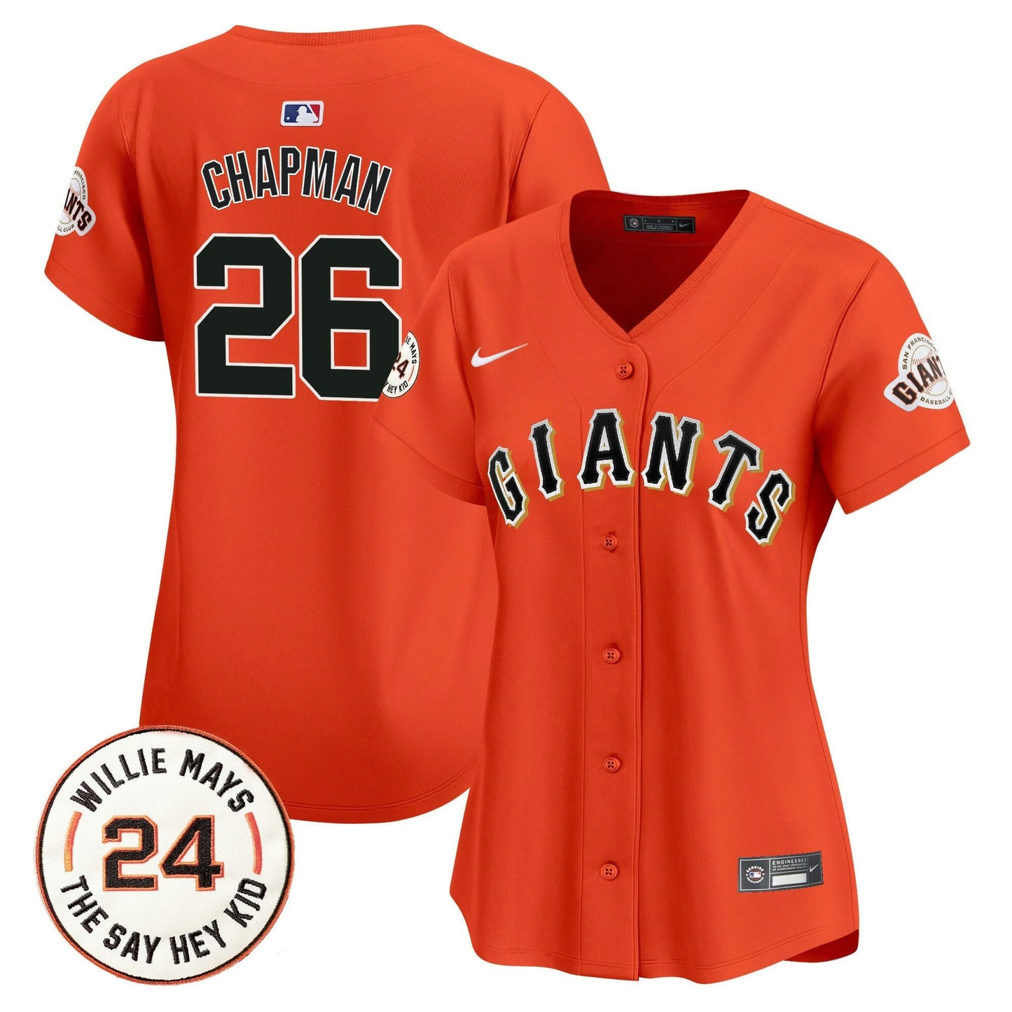 Camisa MLB Women’s San Francisco 2024 Willie Mays Patch Vapor Premier Limited Jersey