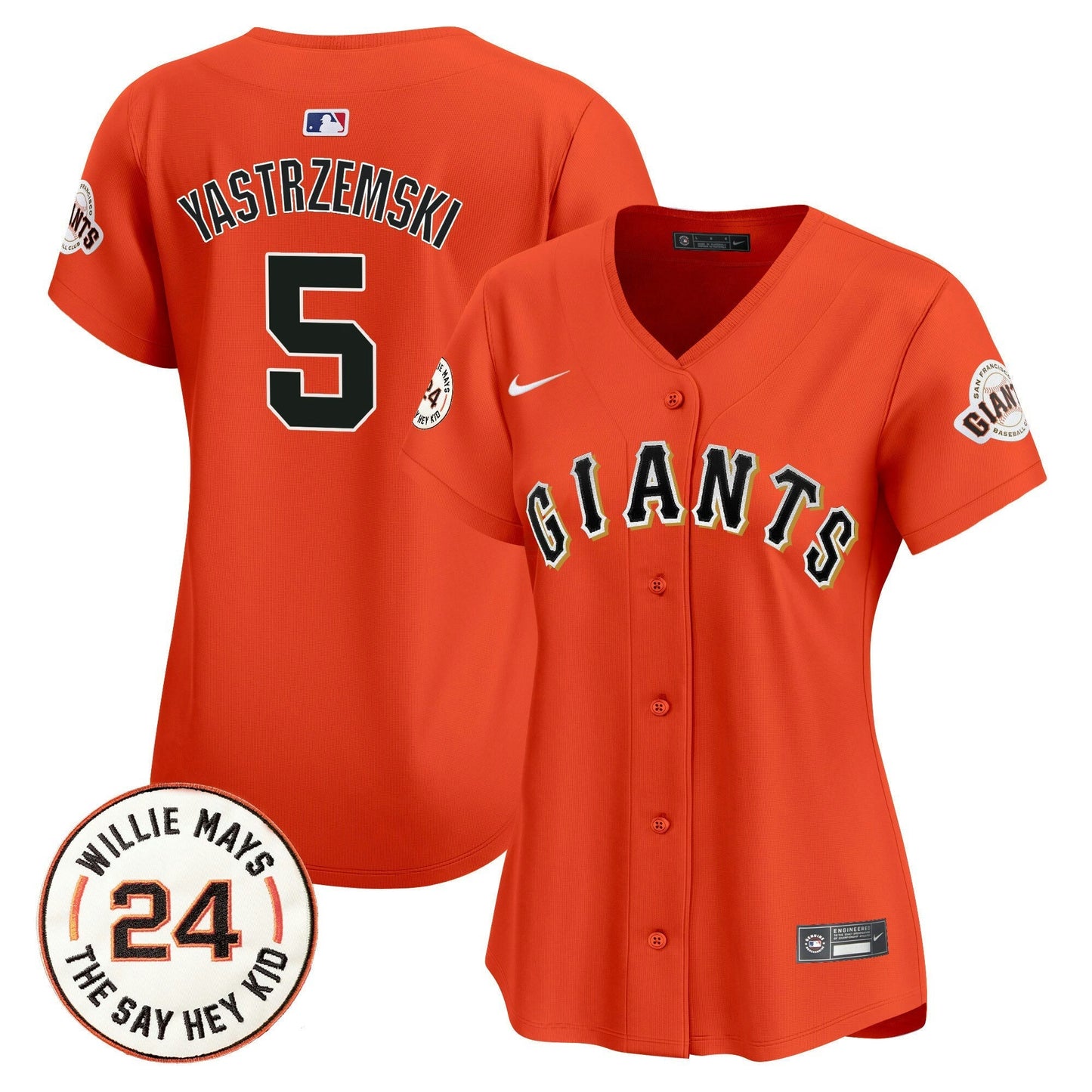 Camisa MLB Women’s San Francisco 2024 Willie Mays Patch Vapor Premier Limited Jersey