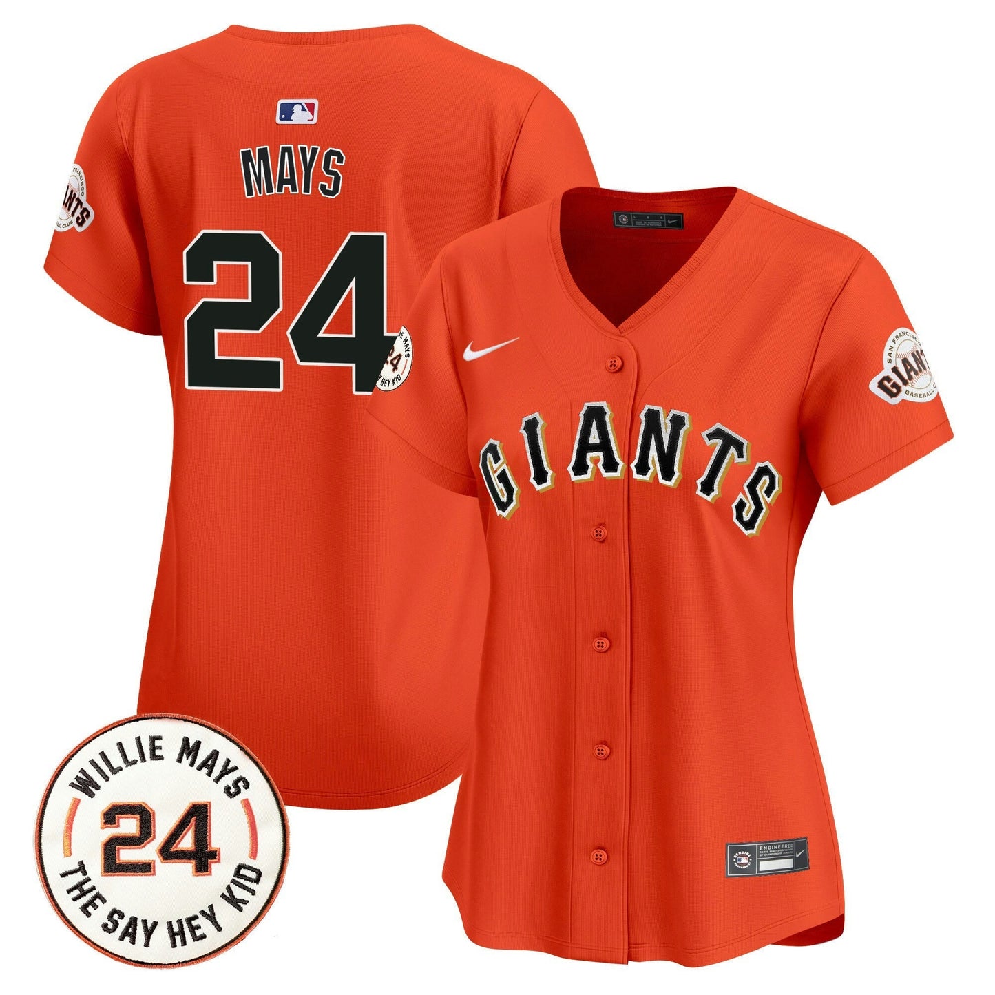 Camisa MLB Women’s San Francisco 2024 Willie Mays Patch Vapor Premier Limited Jersey