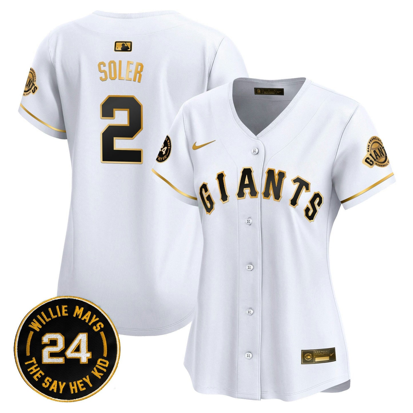 Camisa MLB Women’s San Francisco 2024 Willie Mays Patch Vapor Premier Limited Jersey