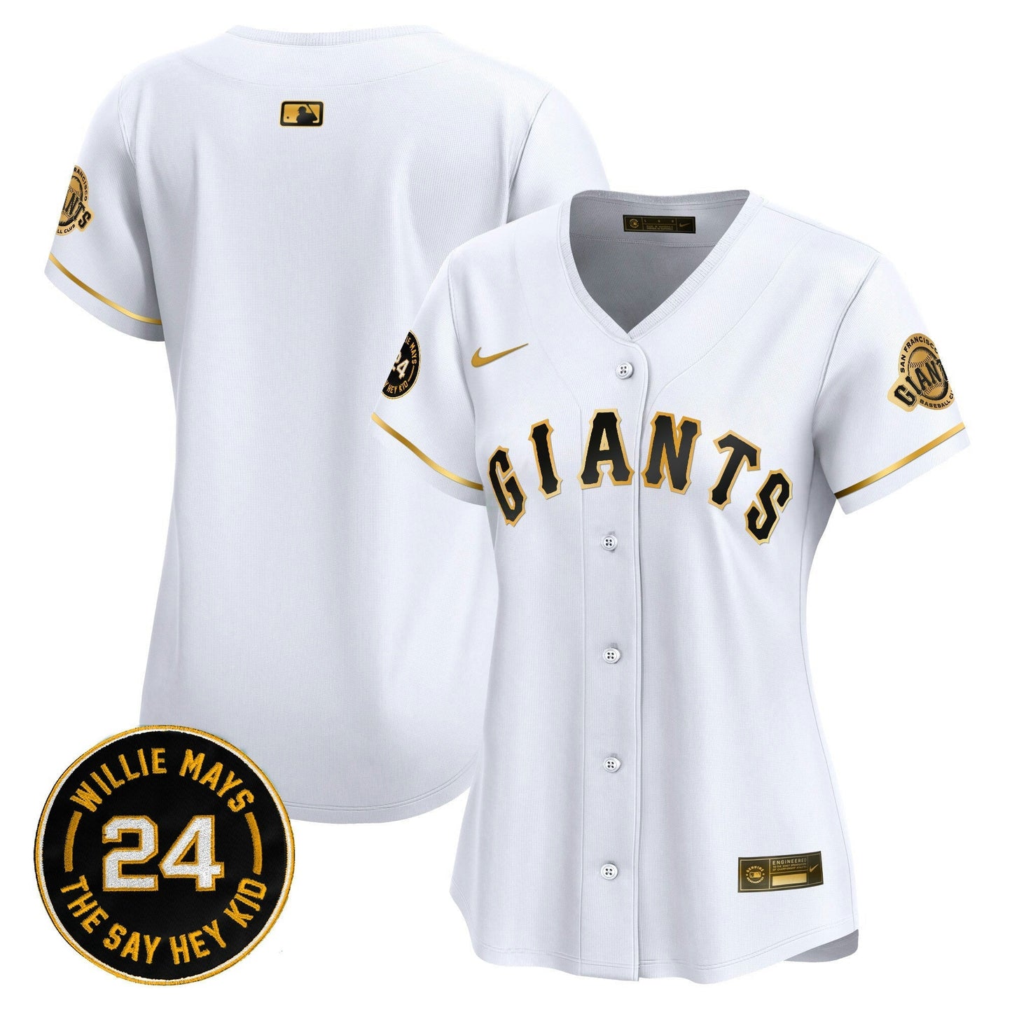 Camisa MLB Women’s San Francisco 2024 Willie Mays Patch Vapor Premier Limited Jersey