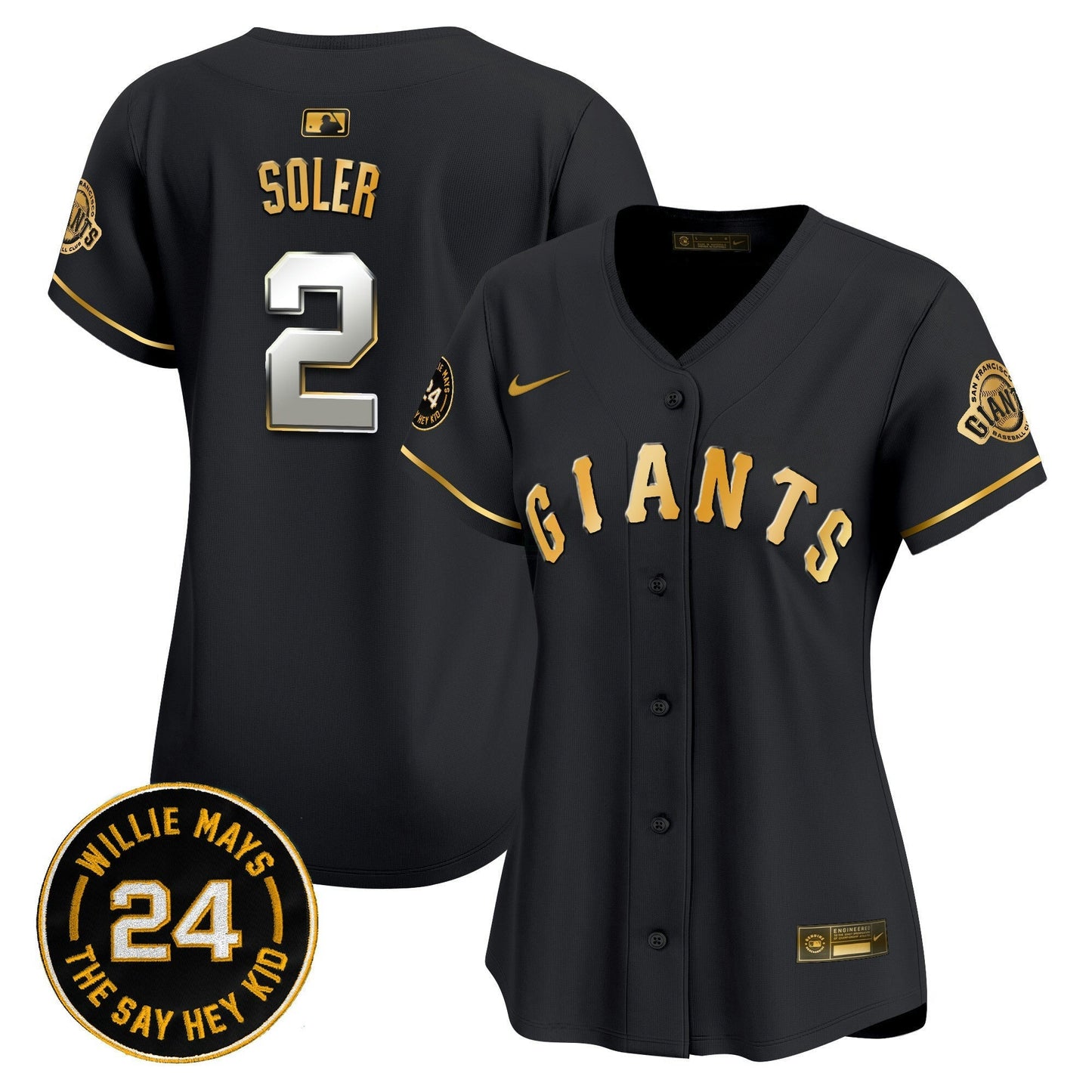 Camisa MLB Women’s San Francisco 2024 Willie Mays Patch Vapor Premier Limited Jersey