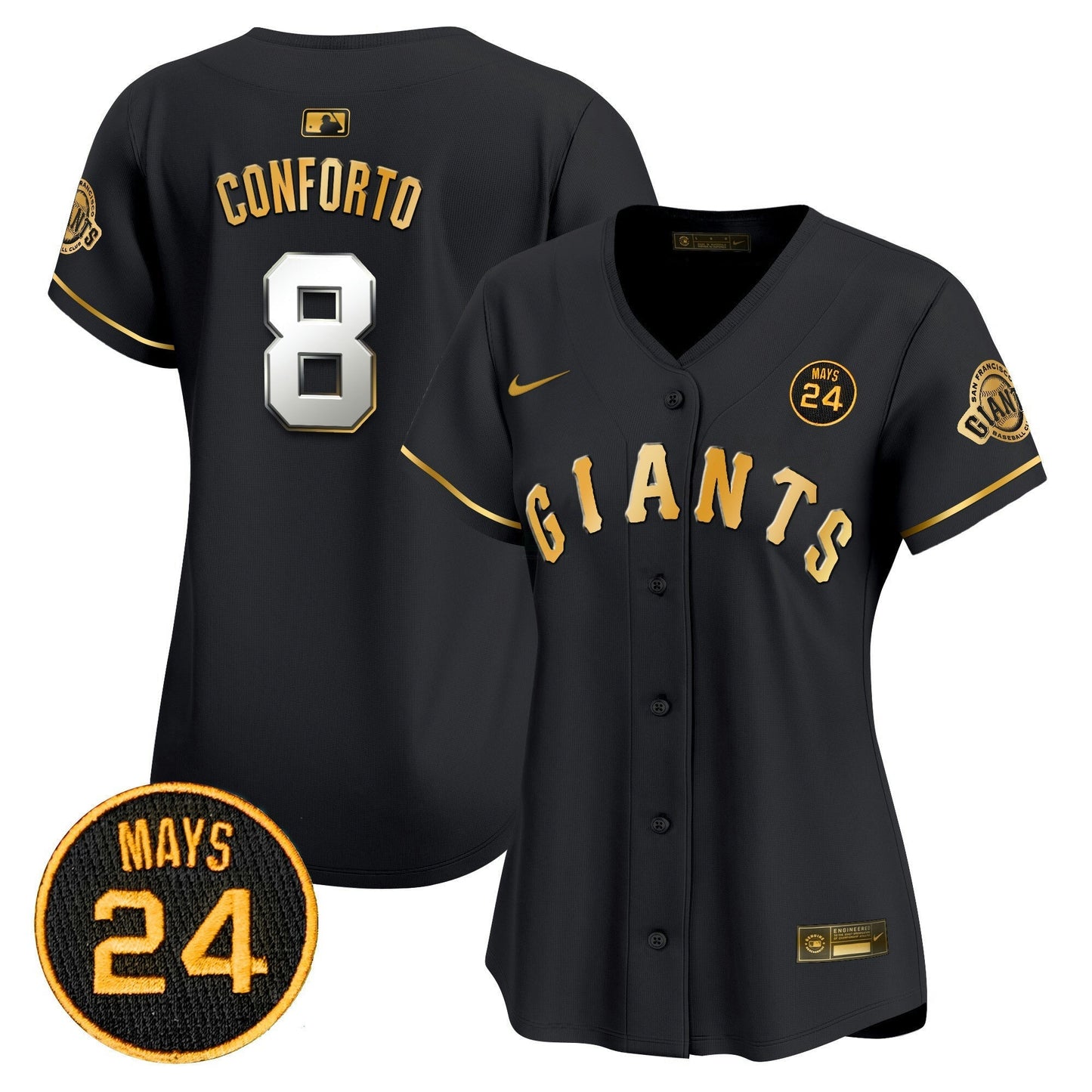 Camisa MLB Women’s San Francisco 2024 Willie Mays Patch Vapor Premier Limited Jersey V3