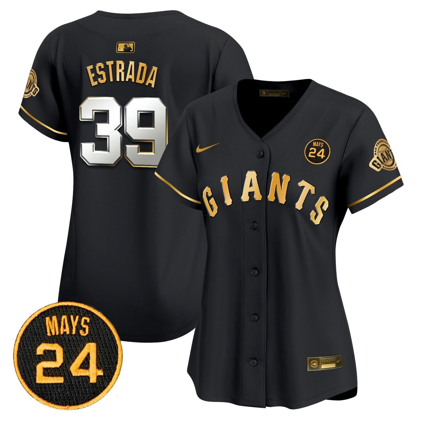 Camisa MLB Women’s San Francisco 2024 Willie Mays Patch Vapor Premier Limited Jersey V3