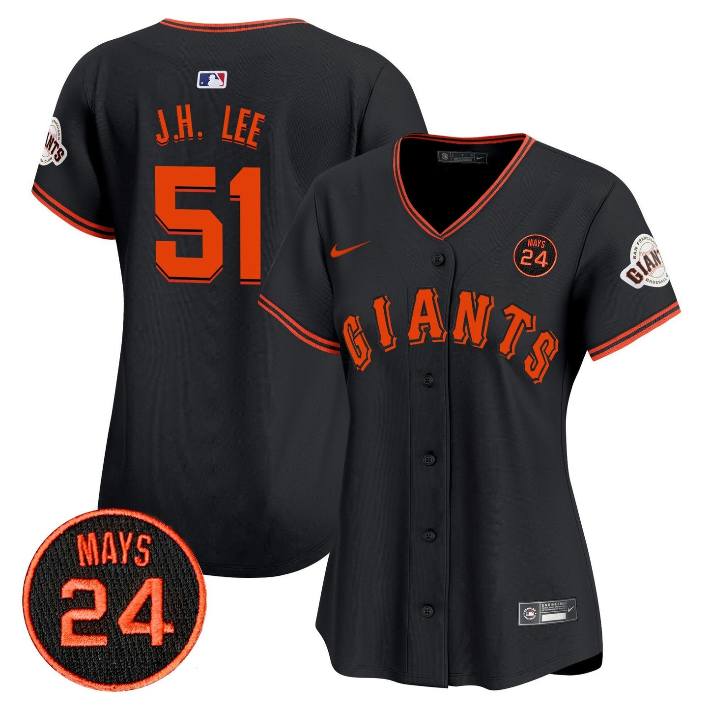 Camisa MLB Women’s San Francisco 2024 Willie Mays Patch Vapor Premier Limited Jersey V3