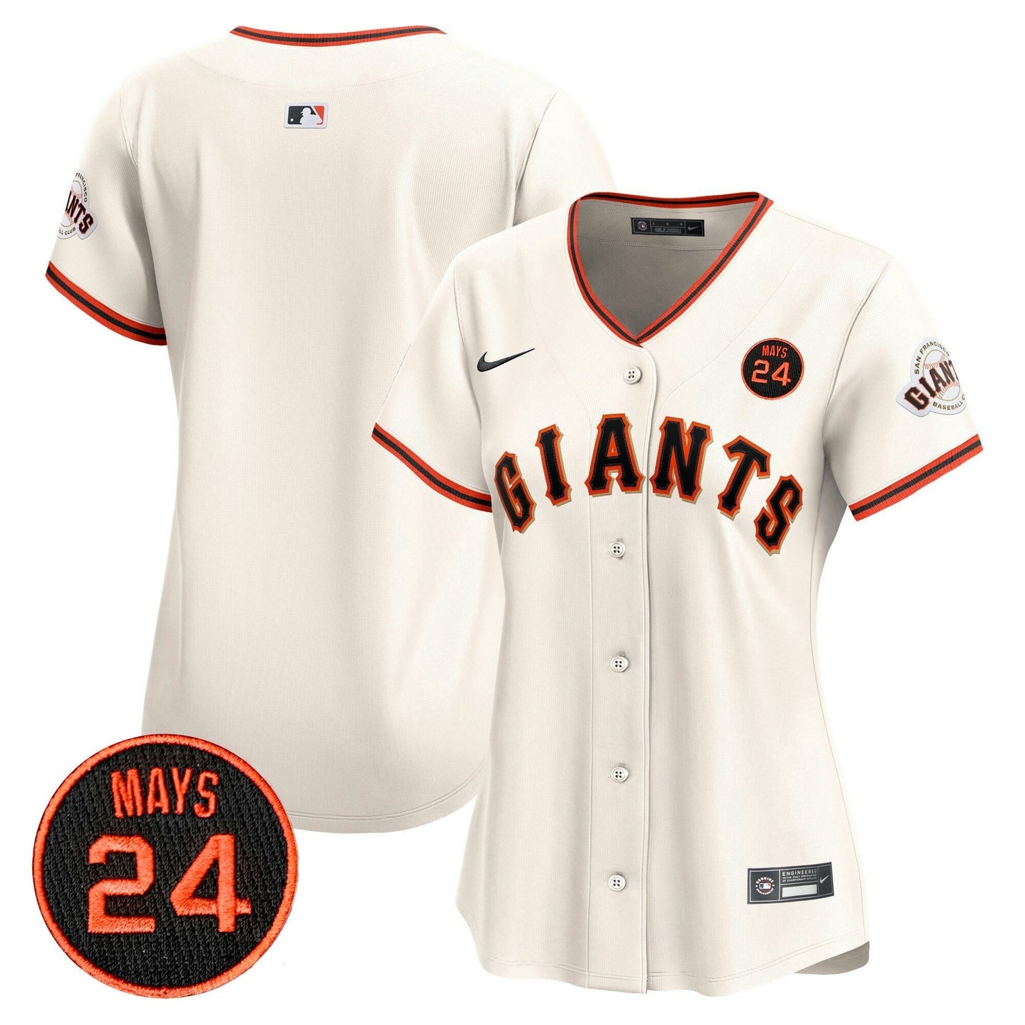 Camisa MLB Women’s San Francisco 2024 Willie Mays Patch Vapor Premier Limited Jersey V3