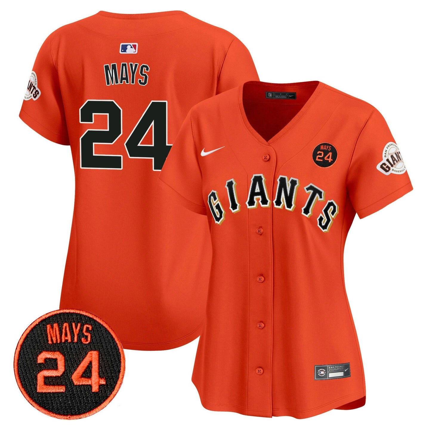 Camisa MLB Women’s San Francisco 2024 Willie Mays Patch Vapor Premier Limited Jersey V3