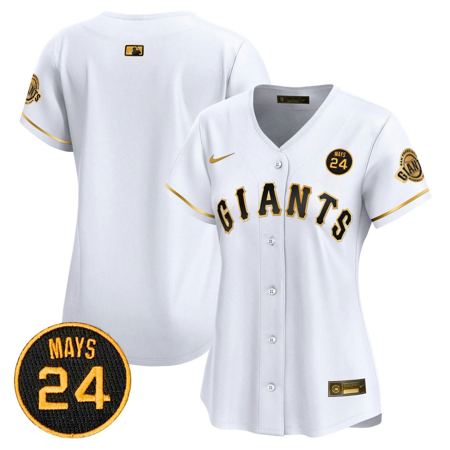 Camisa MLB Women’s San Francisco 2024 Willie Mays Patch Vapor Premier Limited Jersey V3