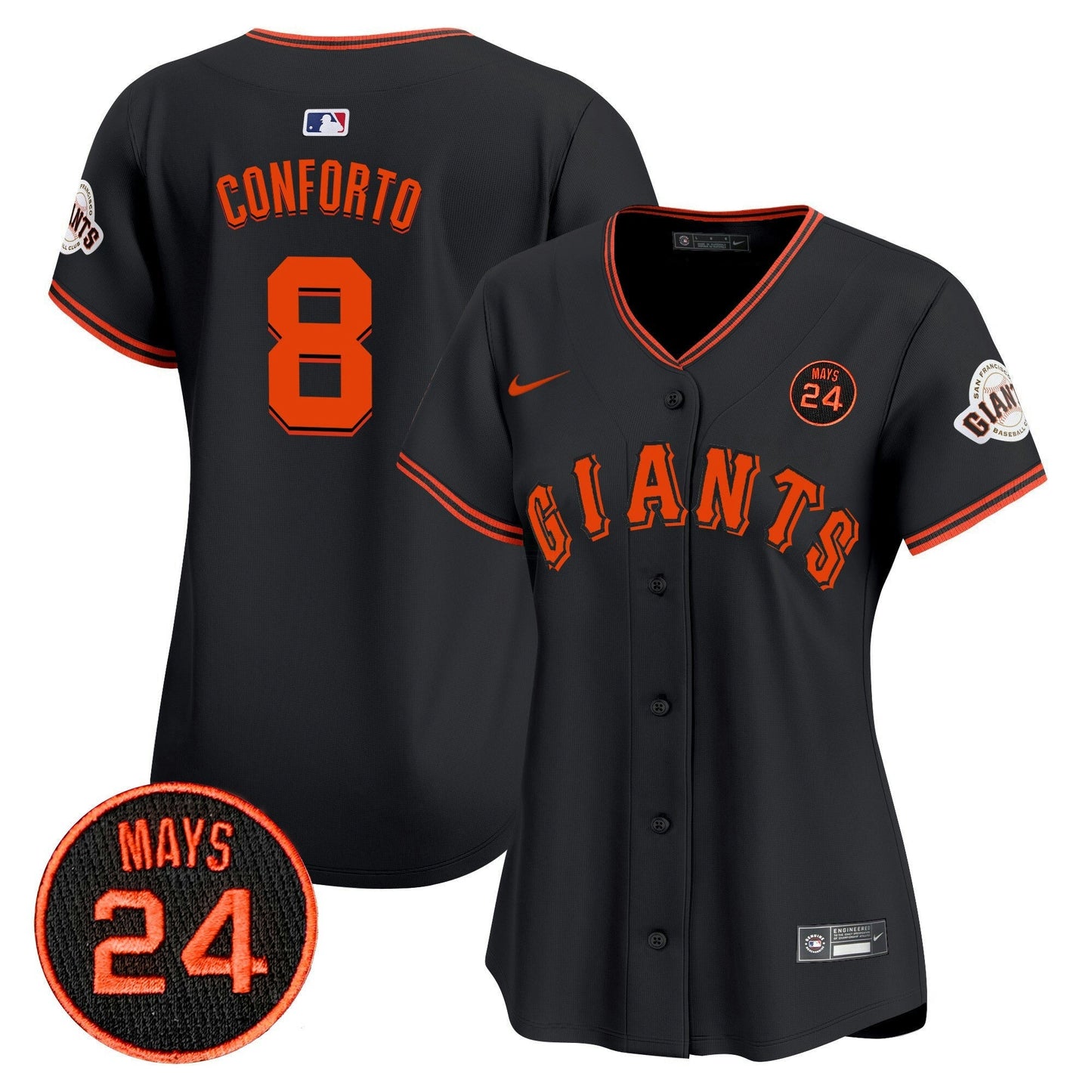 Camisa MLB Women’s San Francisco 2024 Willie Mays Patch Vapor Premier Limited Jersey V3