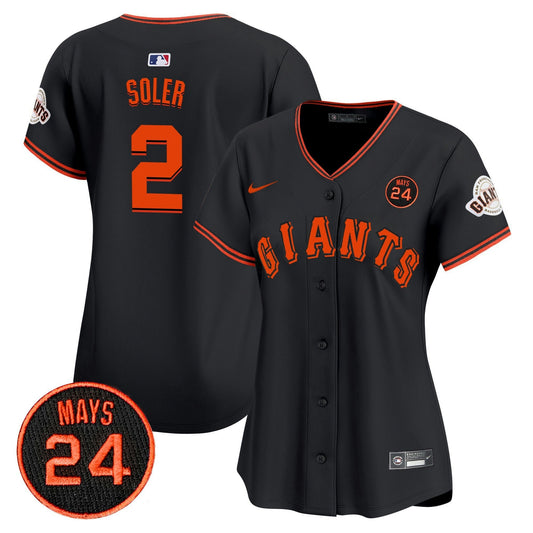 Camisa MLB Women’s San Francisco 2024 Willie Mays Patch Vapor Premier Limited Jersey V3