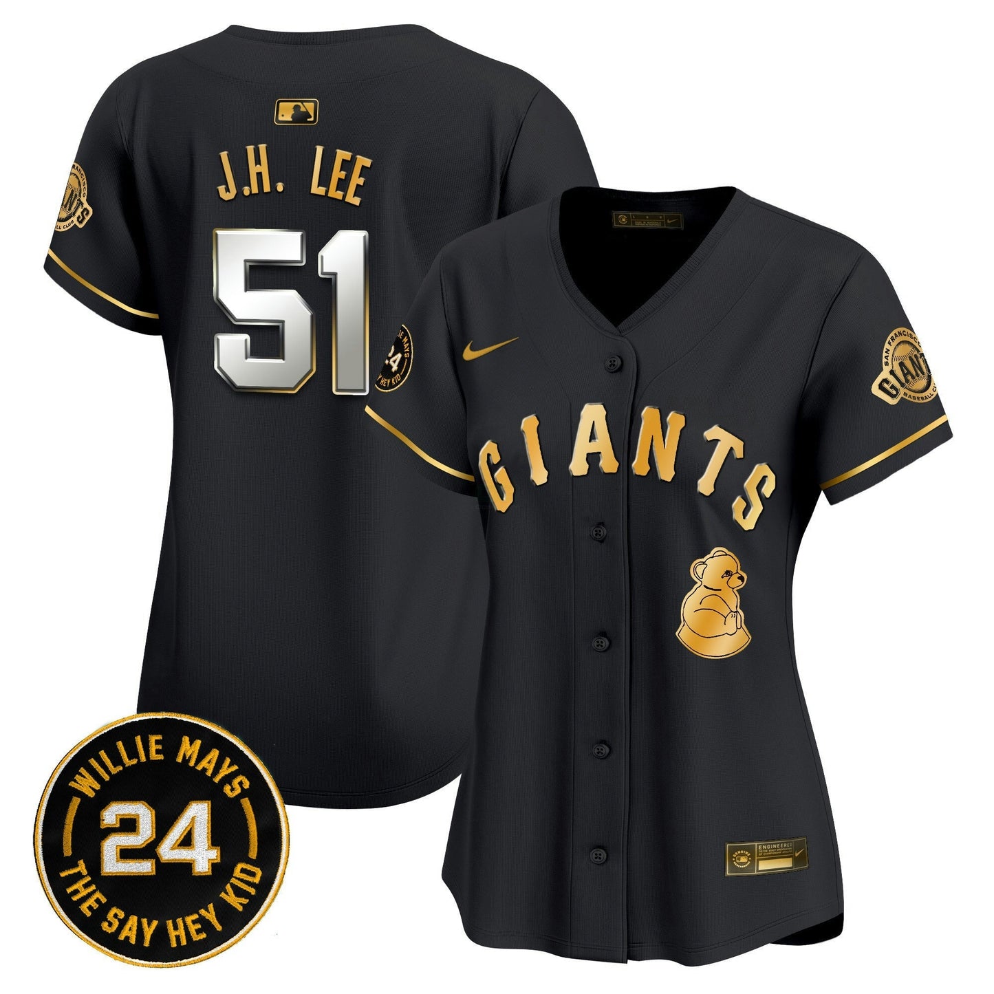 Camisa MLB Women’s San Francisco 2024 Willie Mays Patch Vapor Premier Limited Jersey V4