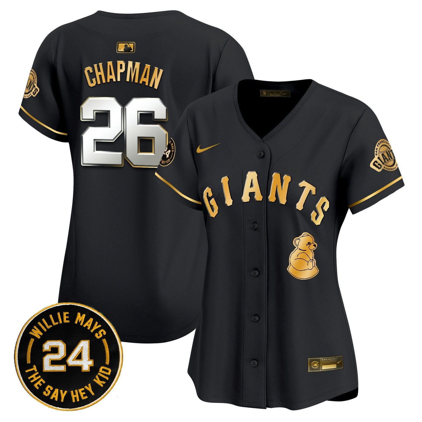 Camisa MLB Women’s San Francisco 2024 Willie Mays Patch Vapor Premier Limited Jersey V4