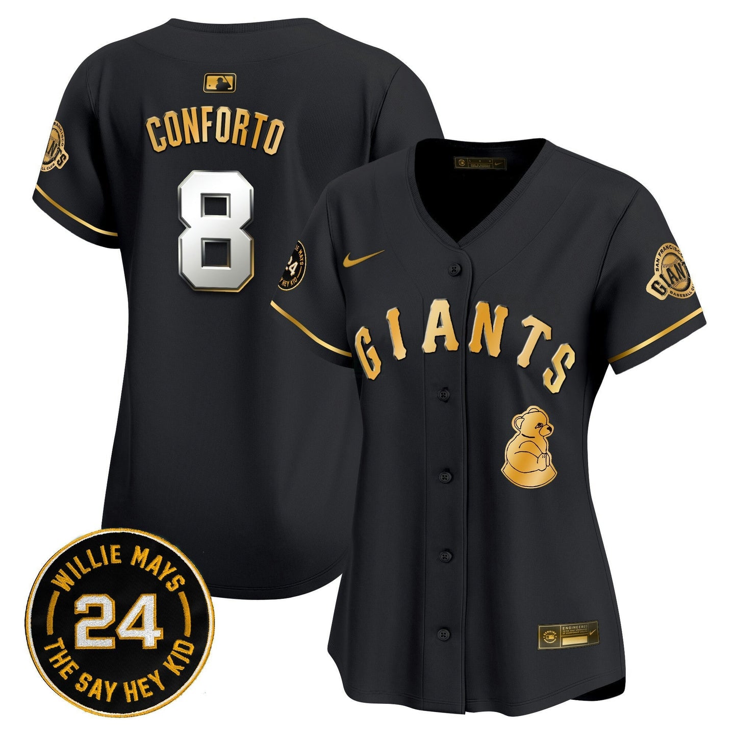 Camisa MLB Women’s San Francisco 2024 Willie Mays Patch Vapor Premier Limited Jersey V4