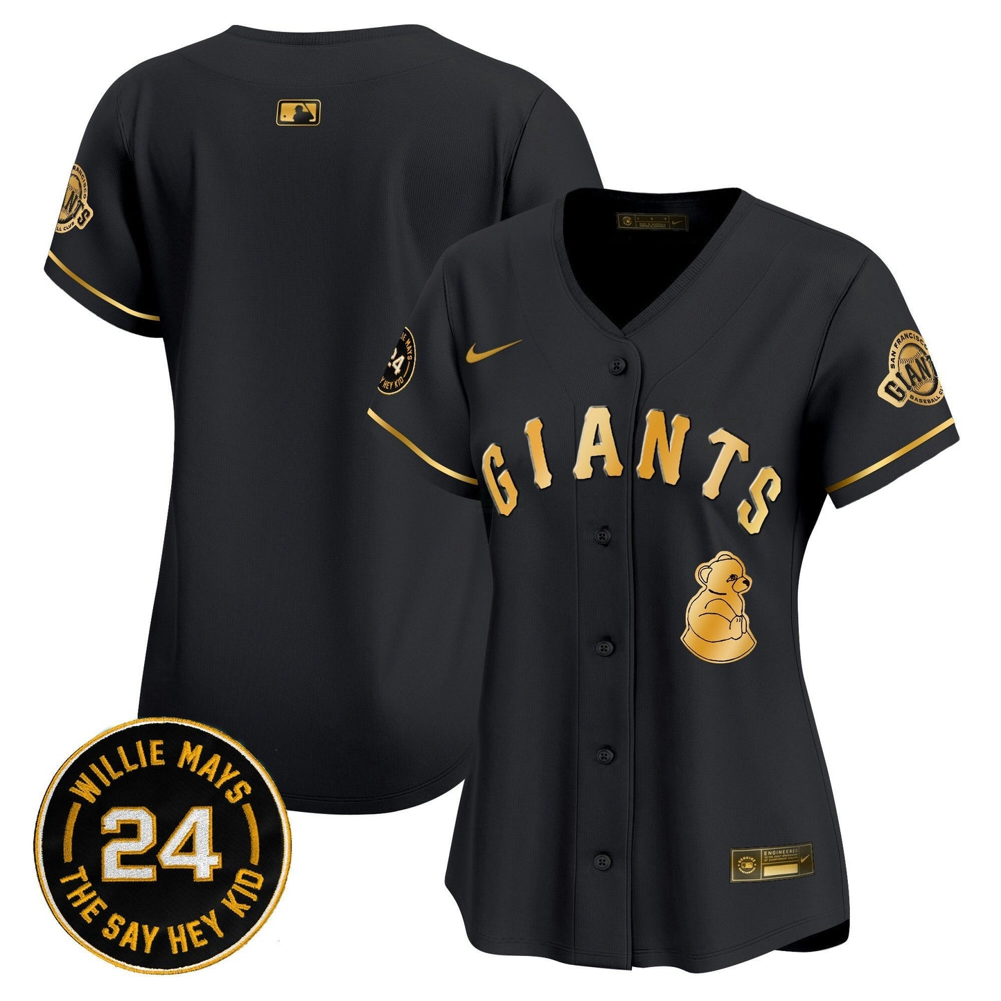 Camisa MLB Women’s San Francisco 2024 Willie Mays Patch Vapor Premier Limited Jersey V4