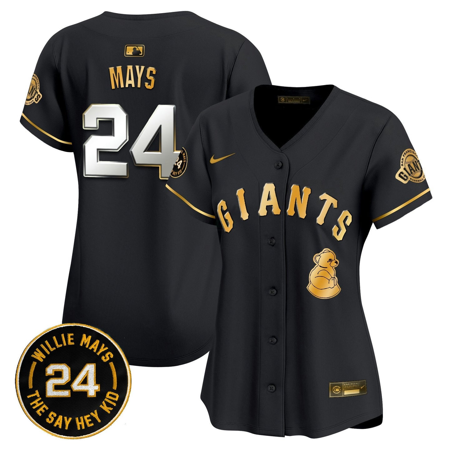Camisa MLB Women’s San Francisco 2024 Willie Mays Patch Vapor Premier Limited Jersey V4