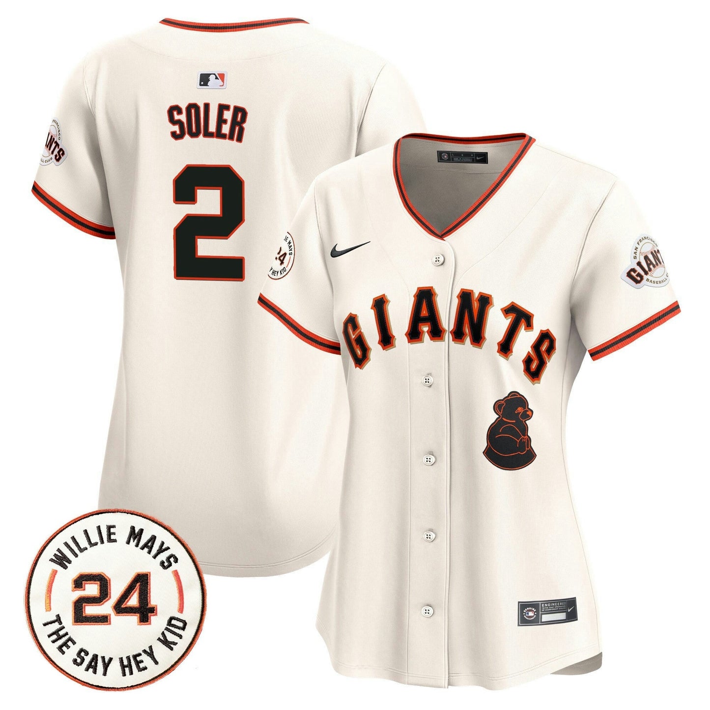 Camisa MLB Women’s San Francisco 2024 Willie Mays Patch Vapor Premier Limited Jersey V4