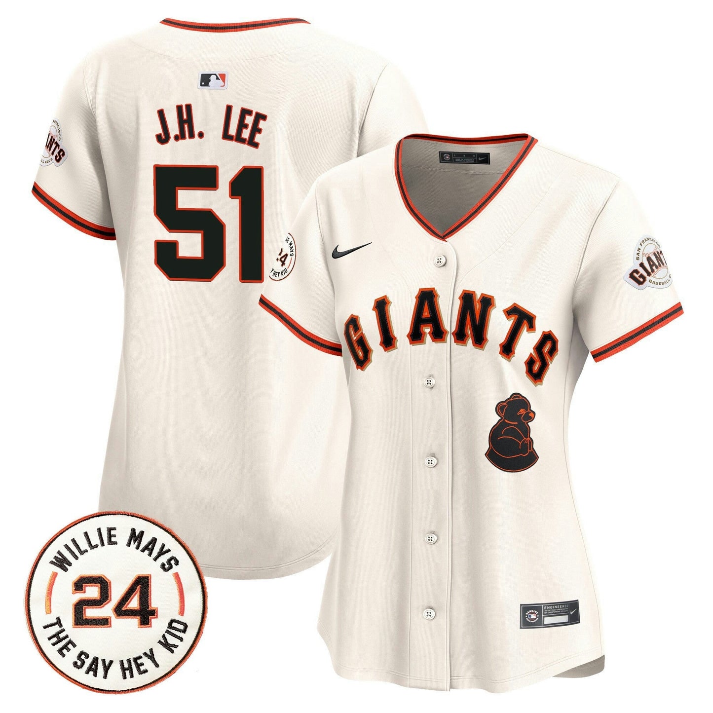 Camisa MLB Women’s San Francisco 2024 Willie Mays Patch Vapor Premier Limited Jersey V4