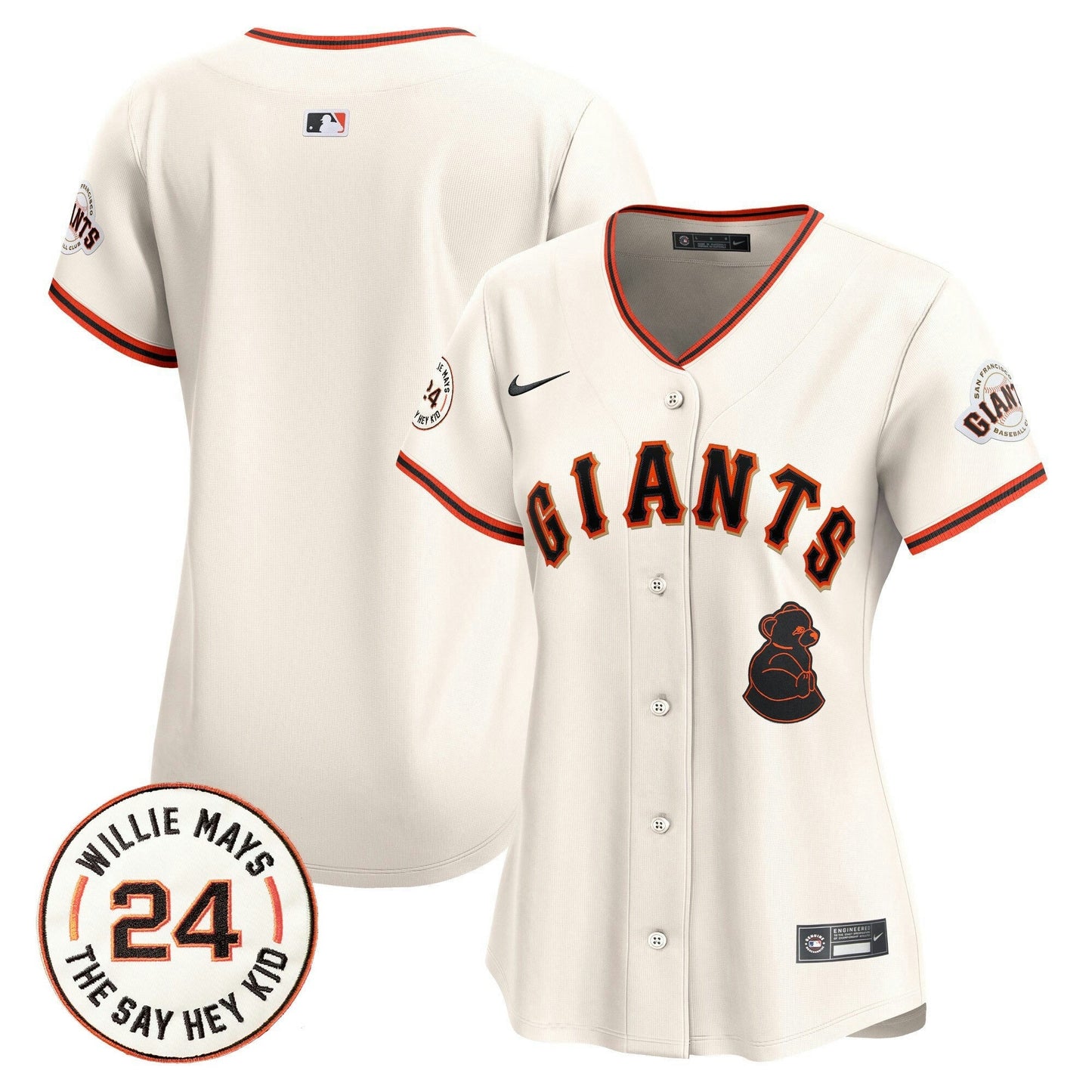Camisa MLB Women’s San Francisco 2024 Willie Mays Patch Vapor Premier Limited Jersey V4