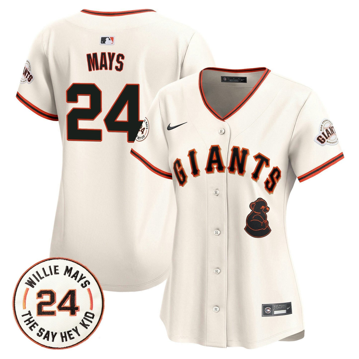 Camisa MLB Women’s San Francisco 2024 Willie Mays Patch Vapor Premier Limited Jersey V4