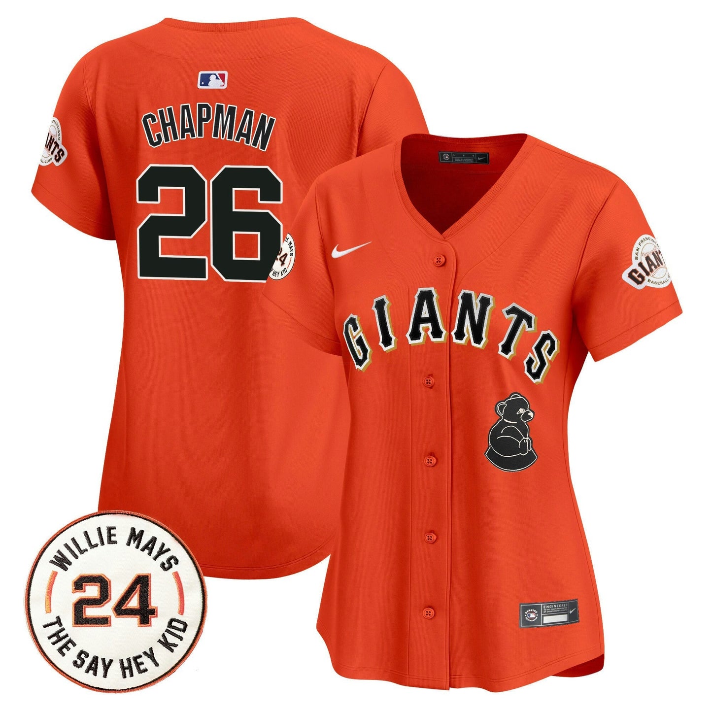 Camisa MLB Women’s San Francisco 2024 Willie Mays Patch Vapor Premier Limited Jersey V4