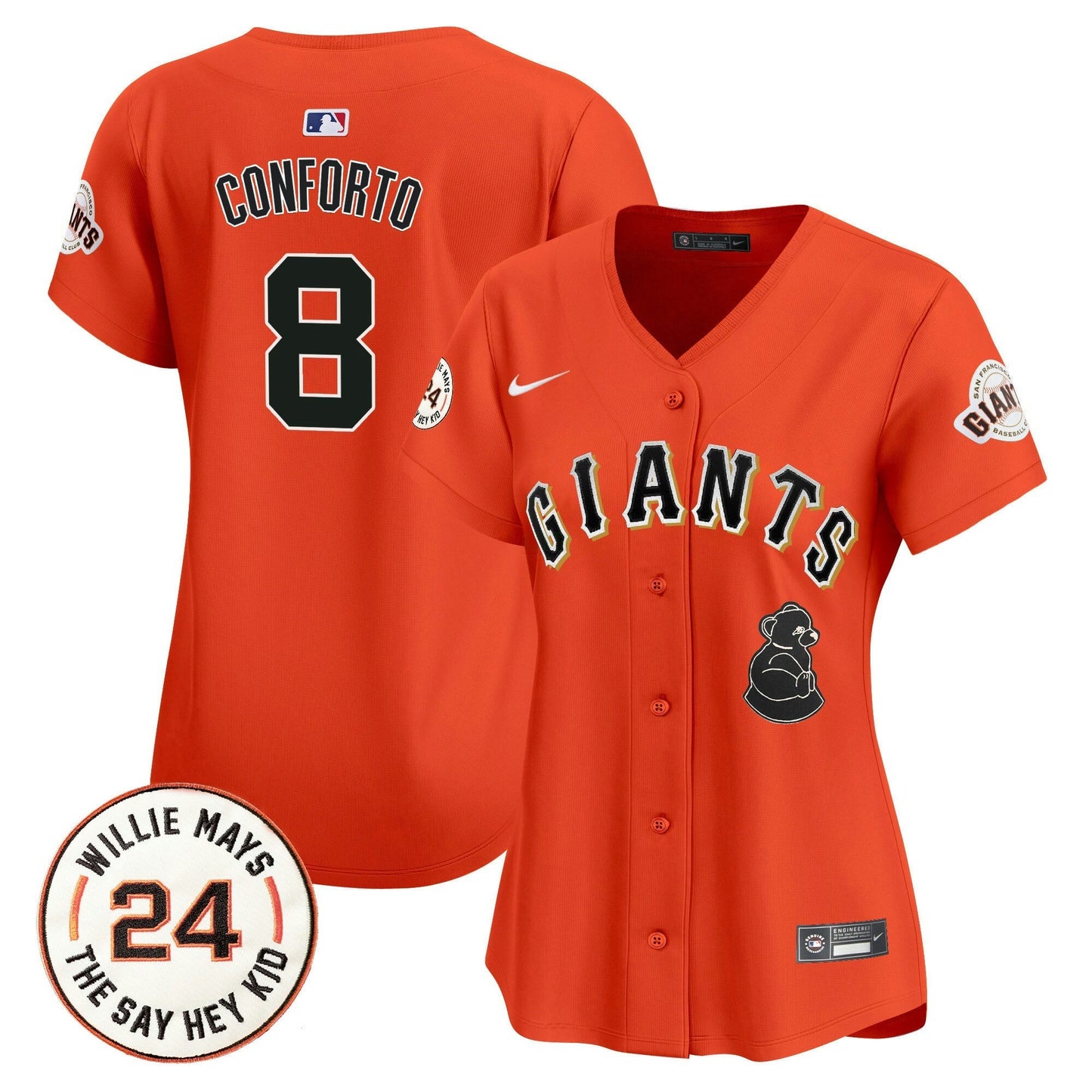 Camisa MLB Women’s San Francisco 2024 Willie Mays Patch Vapor Premier Limited Jersey V4