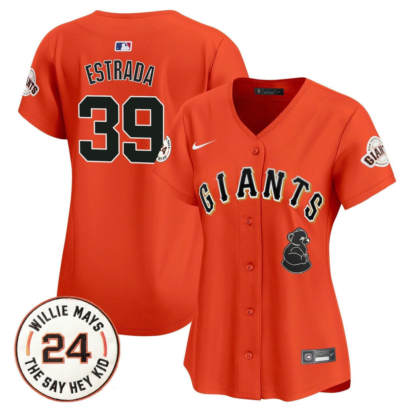 Camisa MLB Women’s San Francisco 2024 Willie Mays Patch Vapor Premier Limited Jersey V4