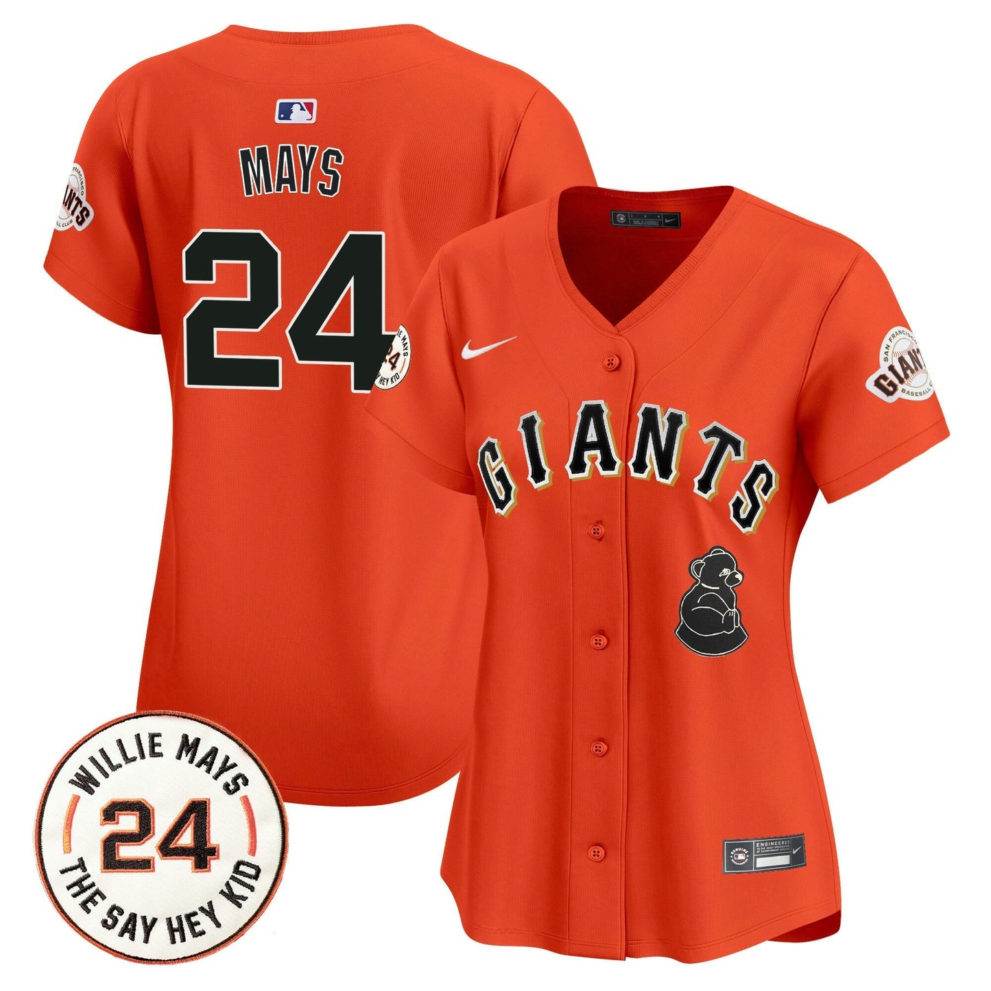 Camisa MLB Women’s San Francisco 2024 Willie Mays Patch Vapor Premier Limited Jersey V4