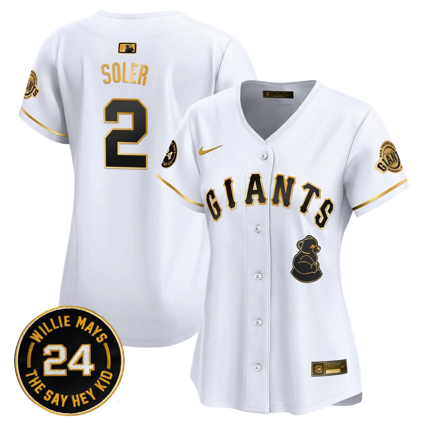 Camisa MLB Women’s San Francisco 2024 Willie Mays Patch Vapor Premier Limited Jersey V4