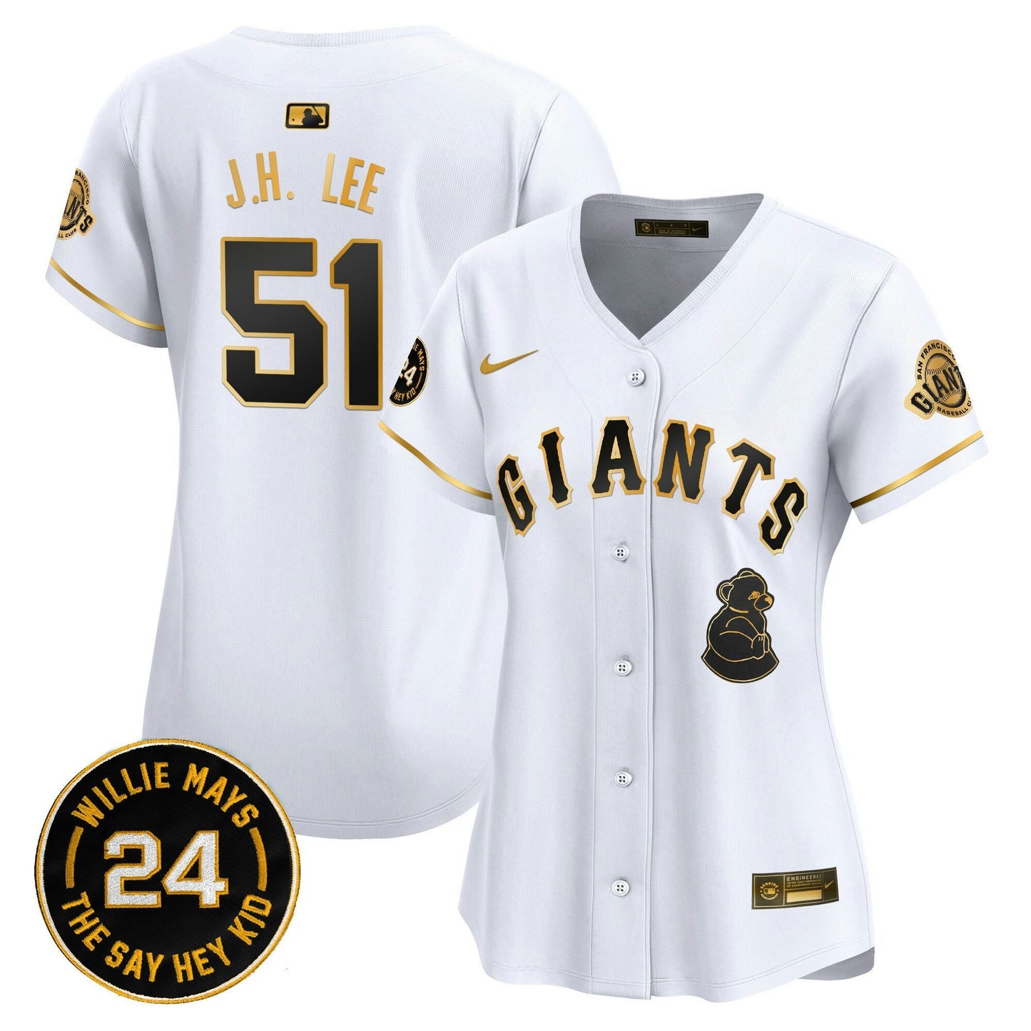 Camisa MLB Women’s San Francisco 2024 Willie Mays Patch Vapor Premier Limited Jersey V4