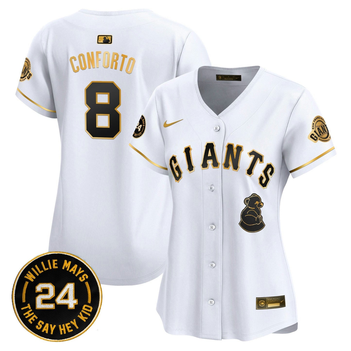 Camisa MLB Women’s San Francisco 2024 Willie Mays Patch Vapor Premier Limited Jersey V4