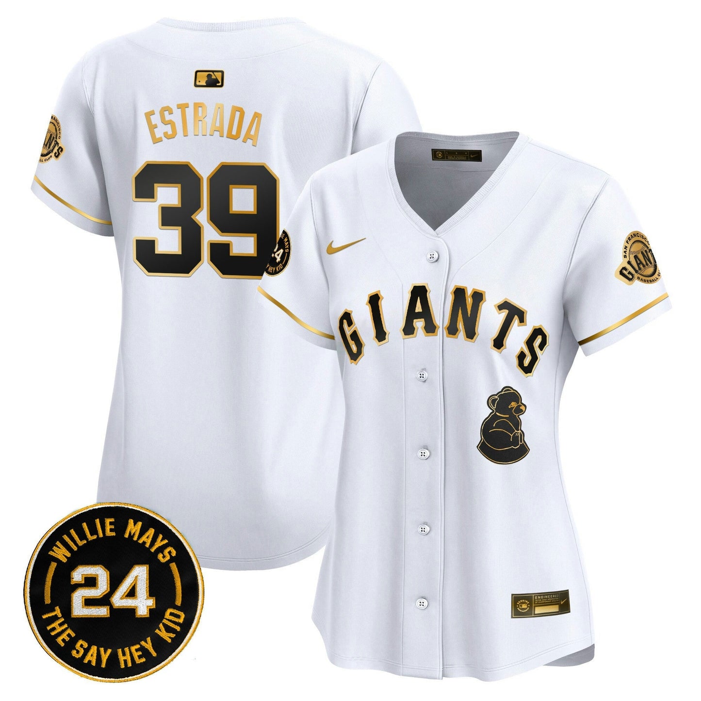 Camisa MLB Women’s San Francisco 2024 Willie Mays Patch Vapor Premier Limited Jersey V4