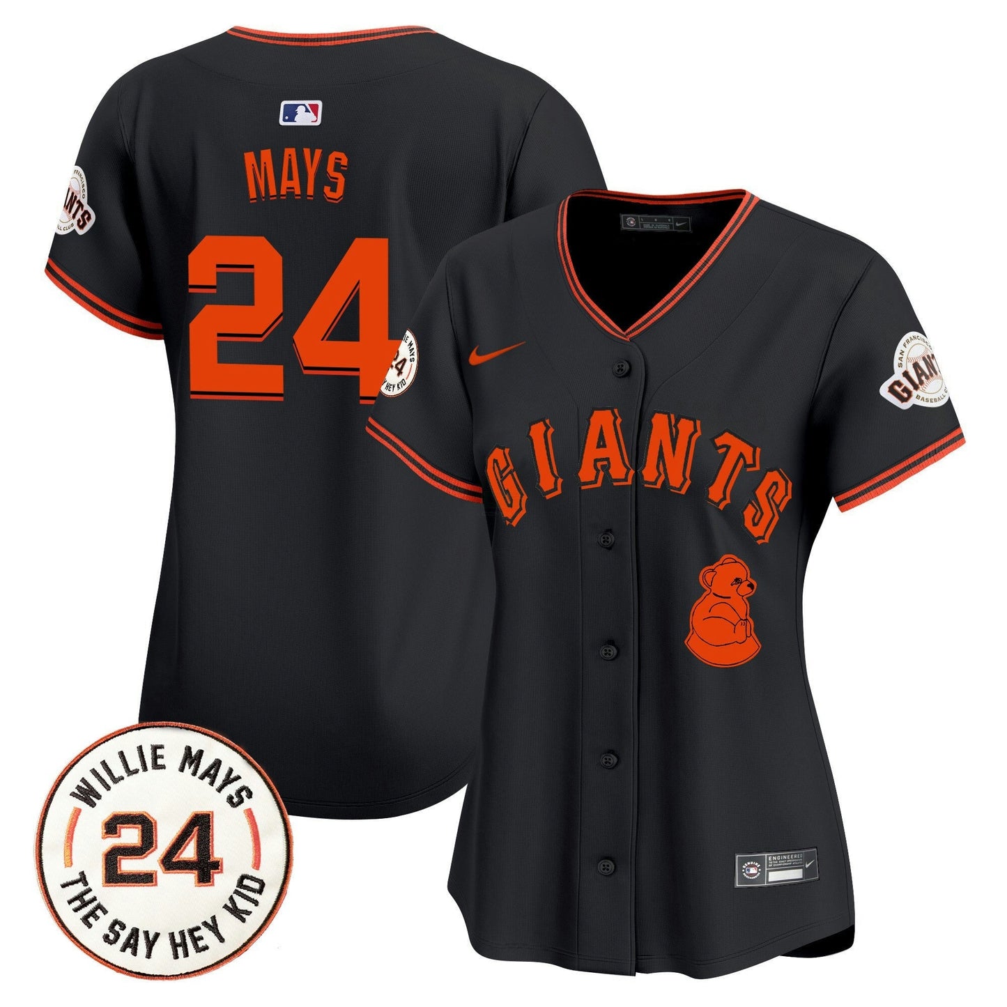 Camisa MLB Women’s San Francisco 2024 Willie Mays Patch Vapor Premier Limited Jersey V4