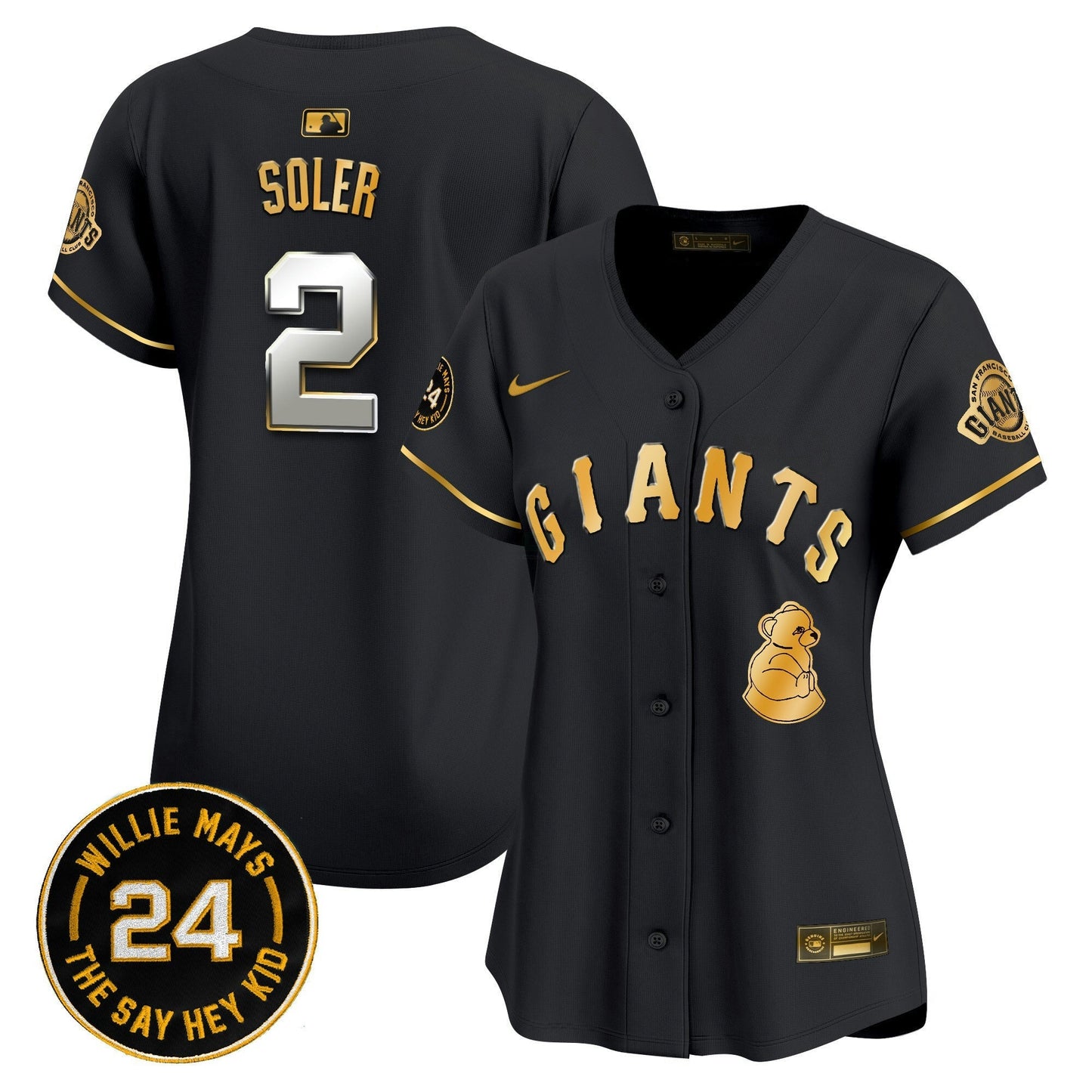 Camisa MLB Women’s San Francisco 2024 Willie Mays Patch Vapor Premier Limited Jersey V4