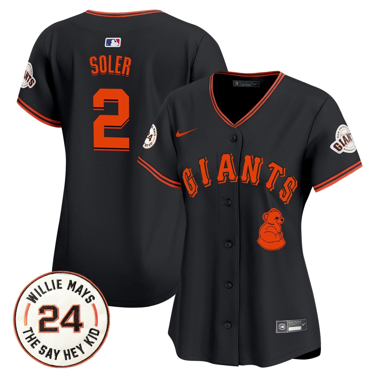 Camisa MLB Women’s San Francisco 2024 Willie Mays Patch Vapor Premier Limited Jersey V4