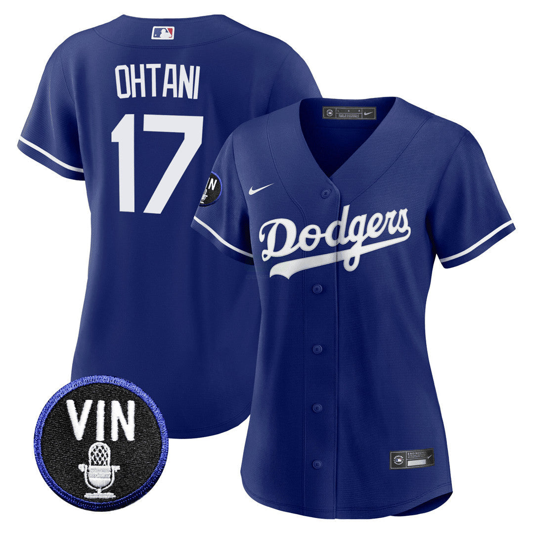 Camisa MLB Women’s Shohei Ohtani Vin Scully Patch Jersey