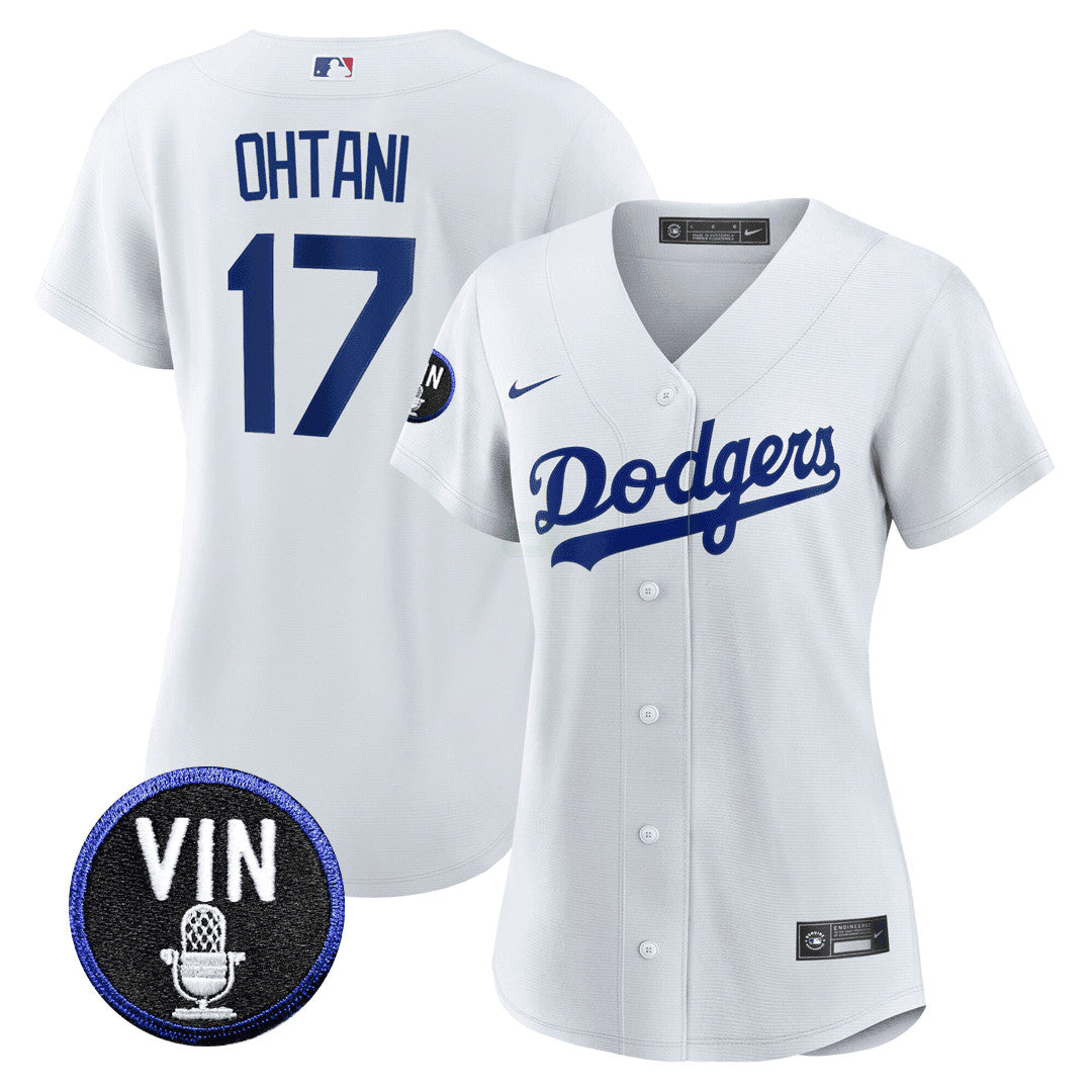 Camisa MLB Women’s Shohei Ohtani Vin Scully Patch Jersey