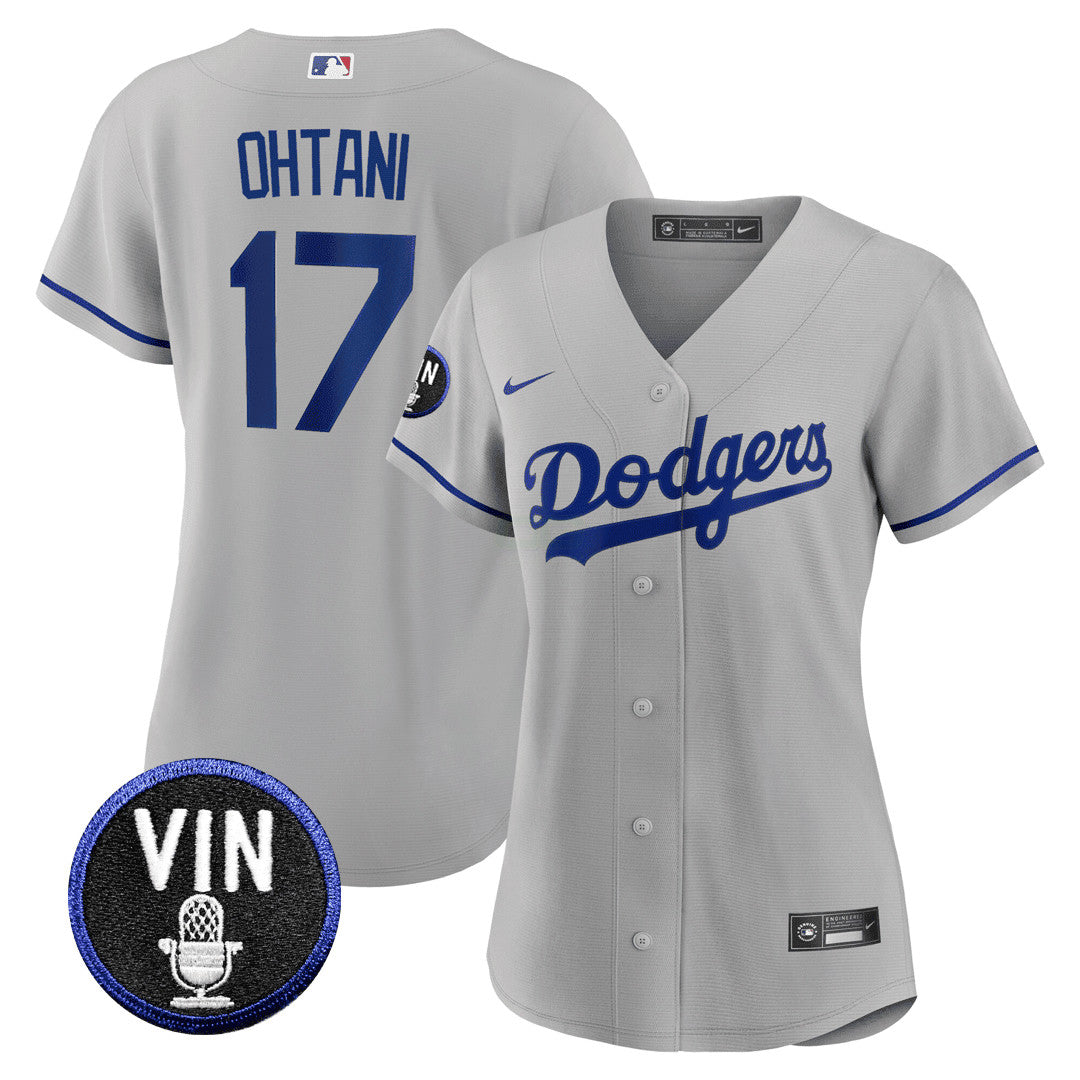 Camisa MLB Women’s Shohei Ohtani Vin Scully Patch Jersey