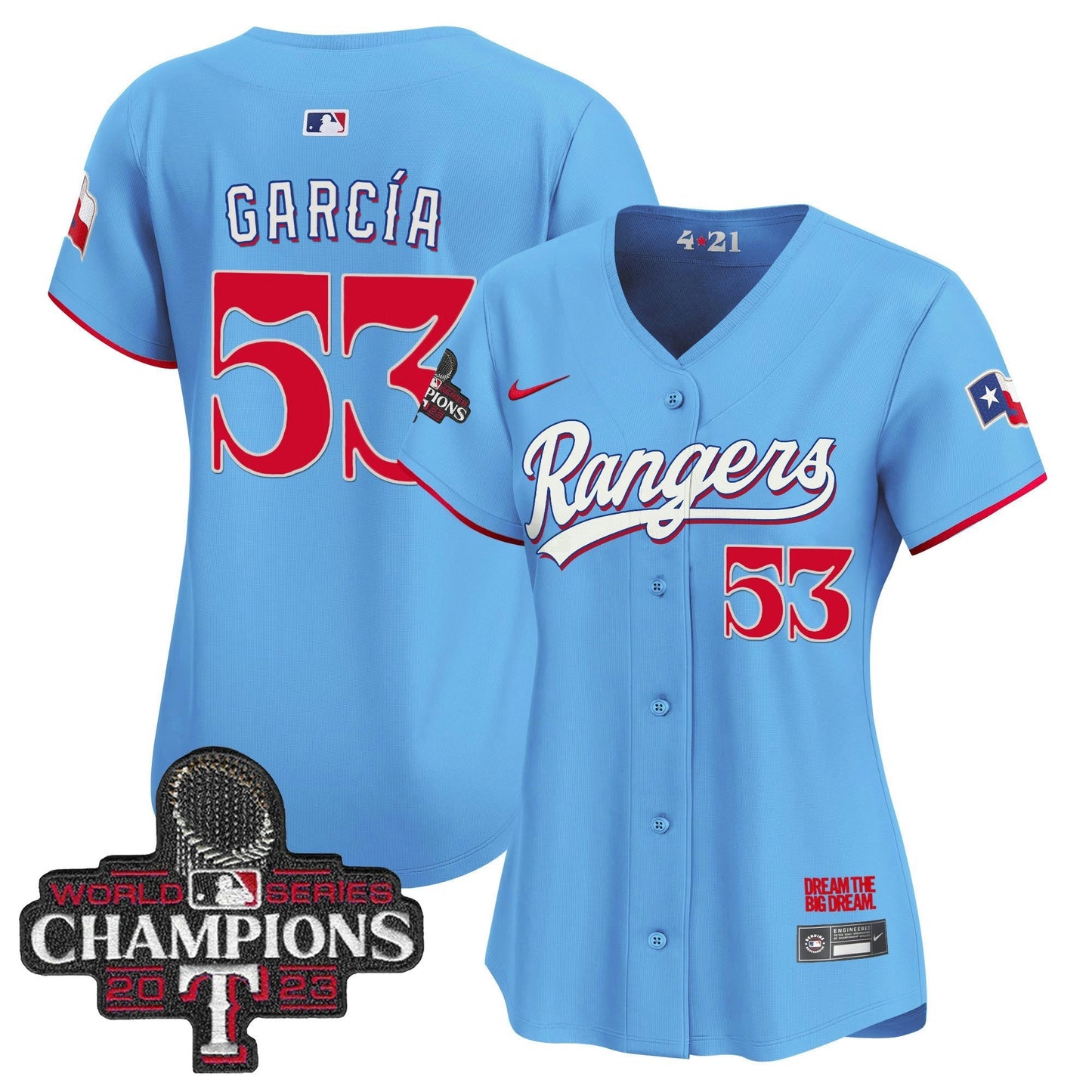 Camisa MLB Women’s Texas 2023 World Series Champions City Connect Vapor Premier Limited Jersey