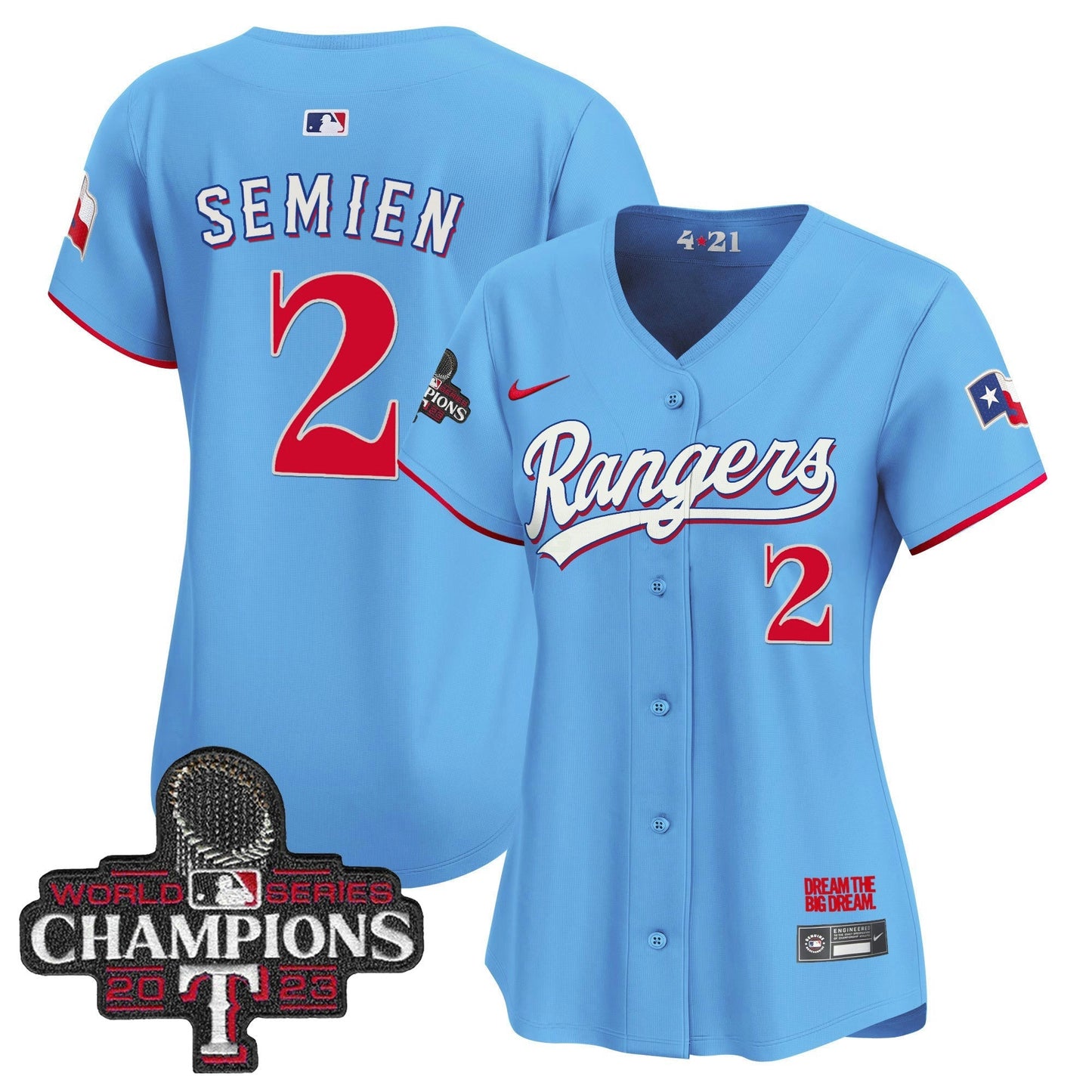 Camisa MLB Women’s Texas 2023 World Series Champions City Connect Vapor Premier Limited Jersey