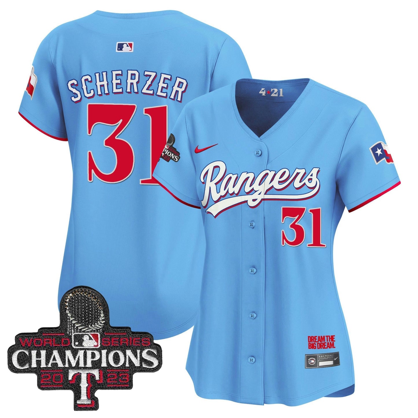 Camisa MLB Women’s Texas 2023 World Series Champions City Connect Vapor Premier Limited Jersey